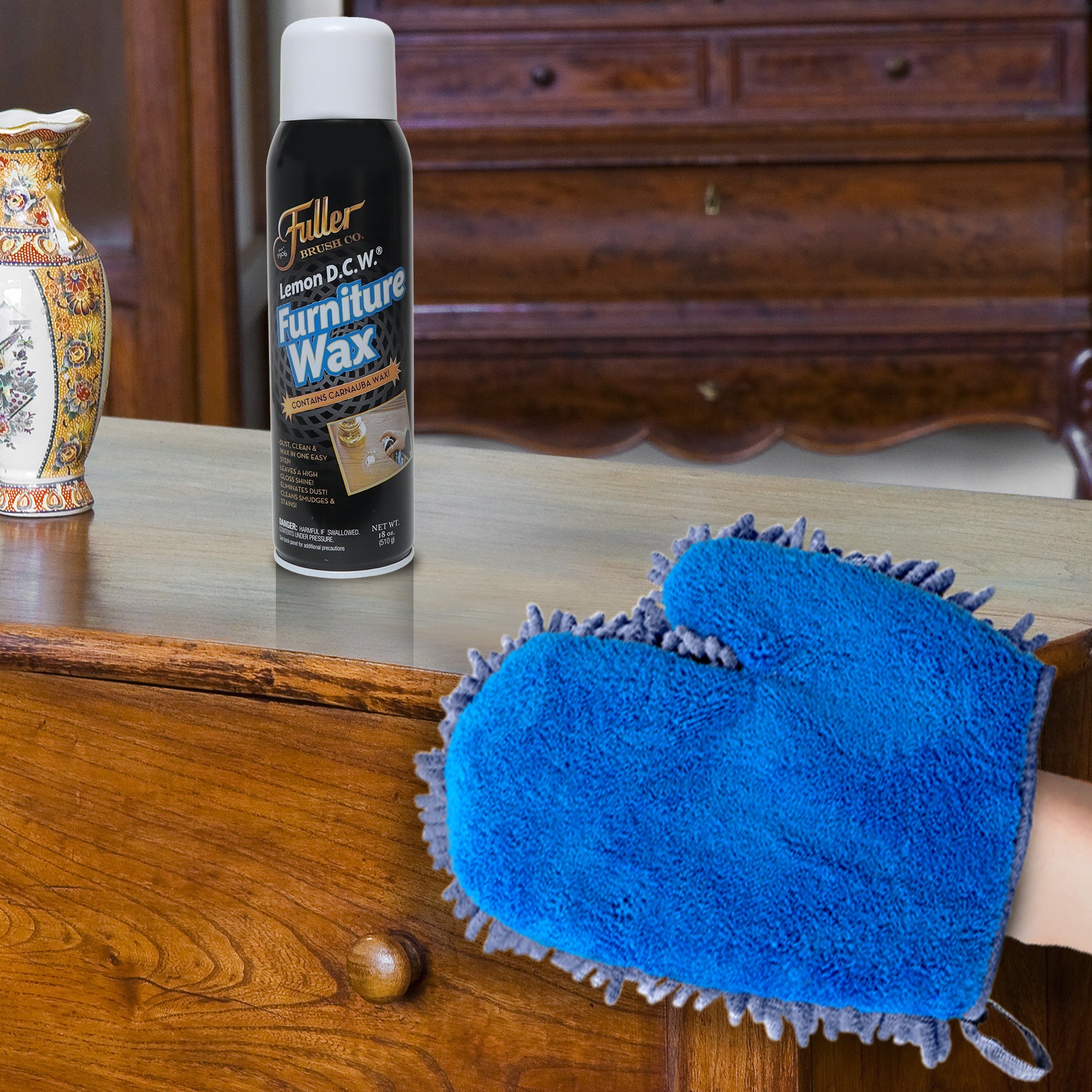 fuller-brush-lemon-dcw-furniture-wax-2-in-1-microfiber-mitt-kit-clean-wax-and-po image 2