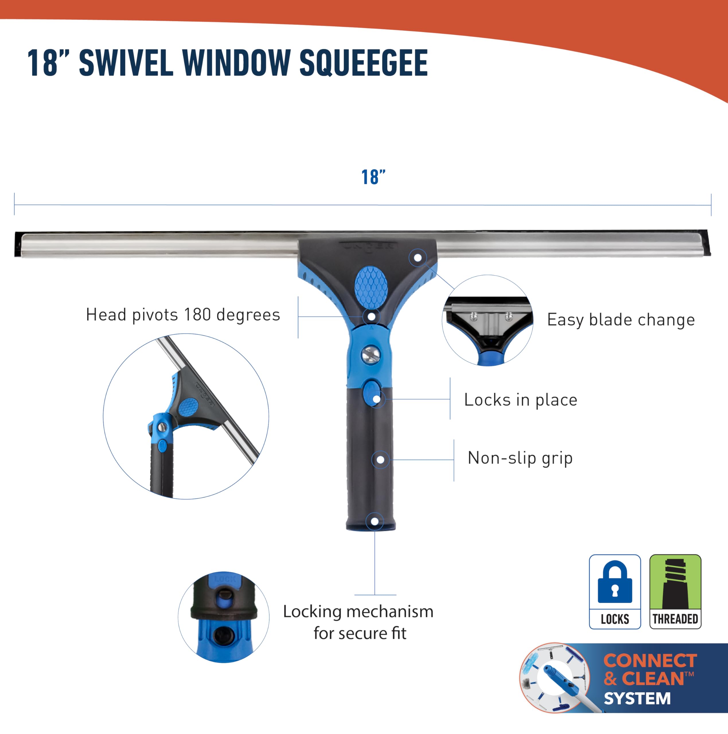 unger-professional-connect-clean-18-inch-grip-swivel-window-squeegee-with-8-foot image 8
