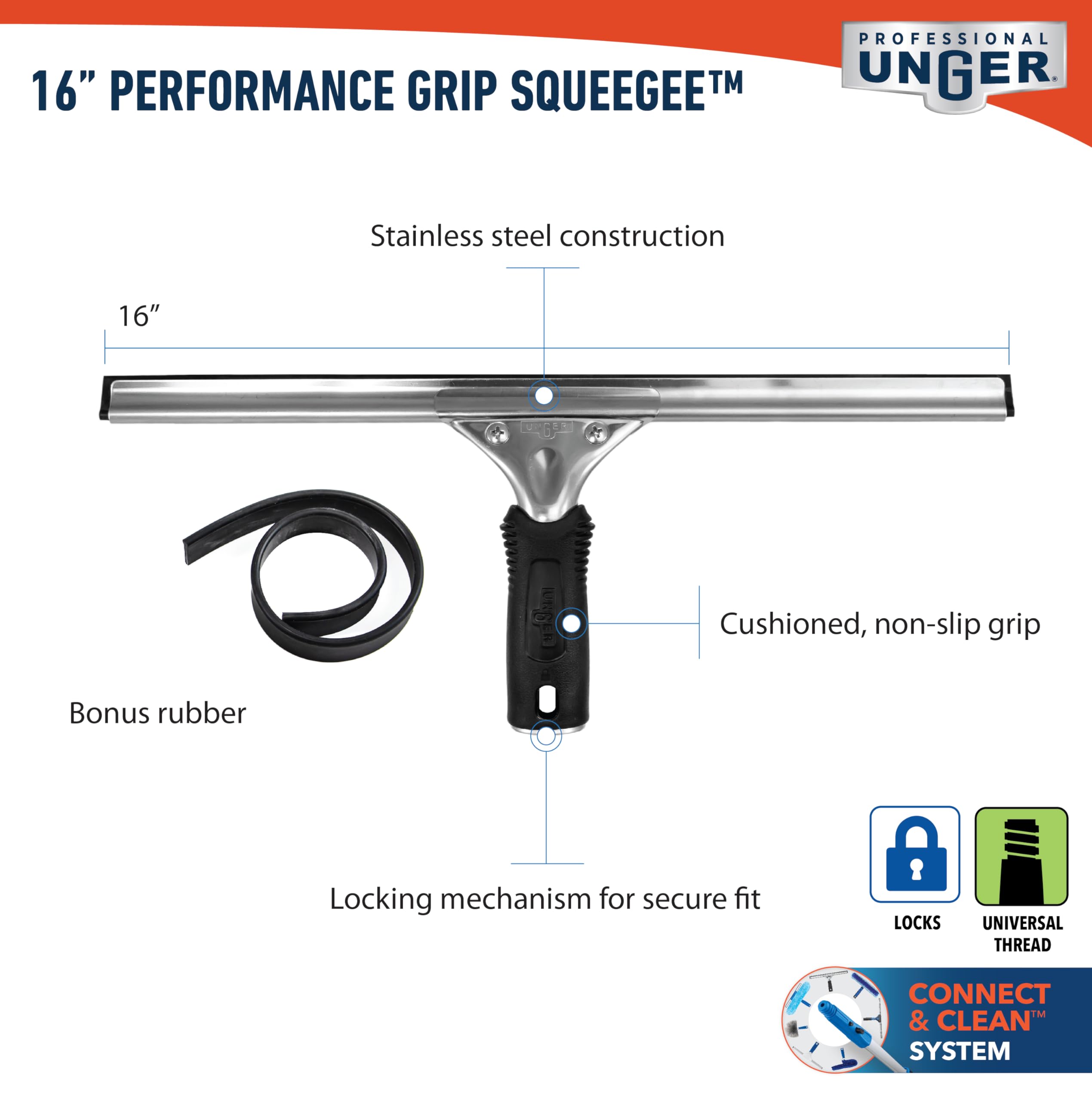 unger-professional-connect-clean-16-performance-window-squeegee-with-replacement image 5