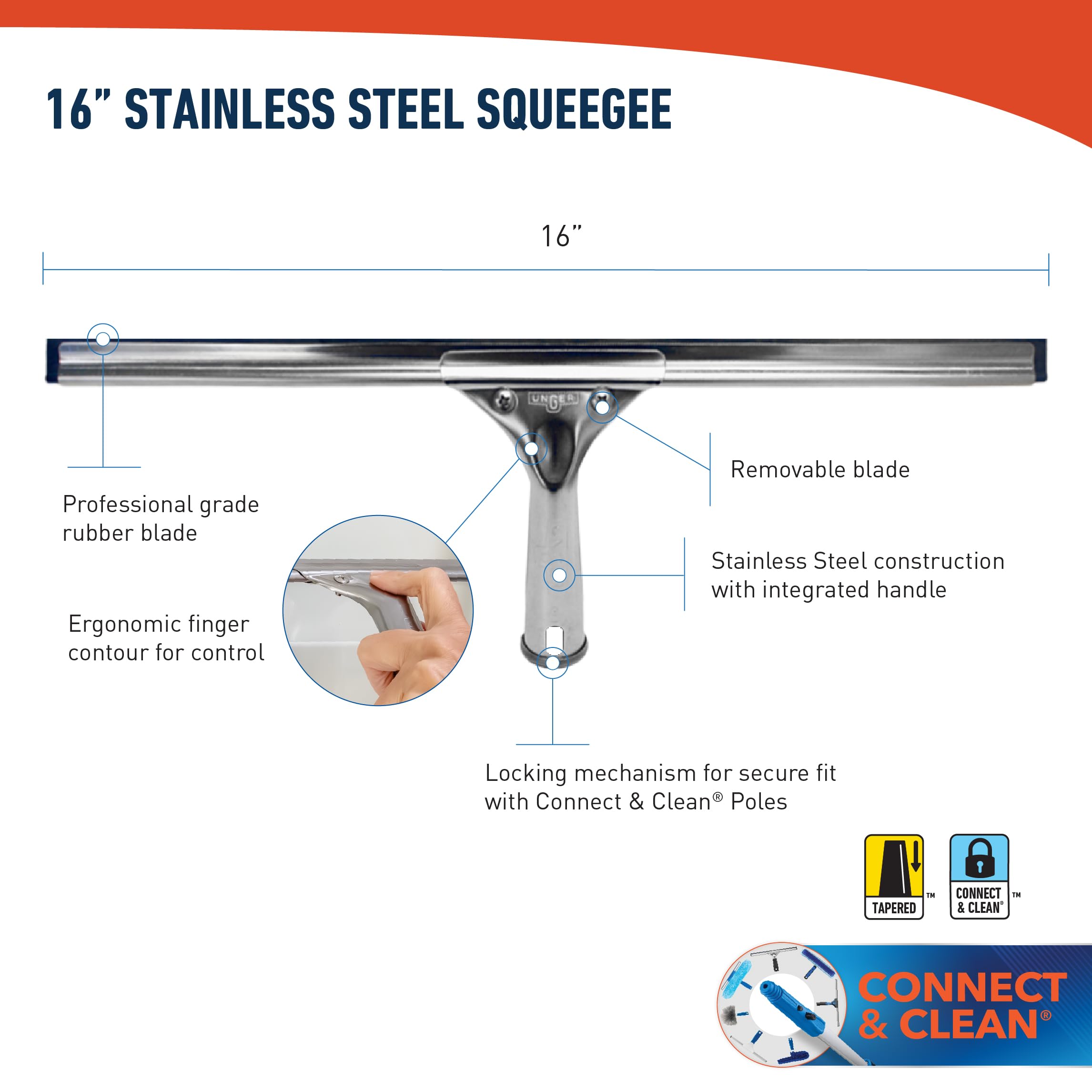 unger-professional-16-stainless-steel-window-glass-cleaning-squeegee image 6