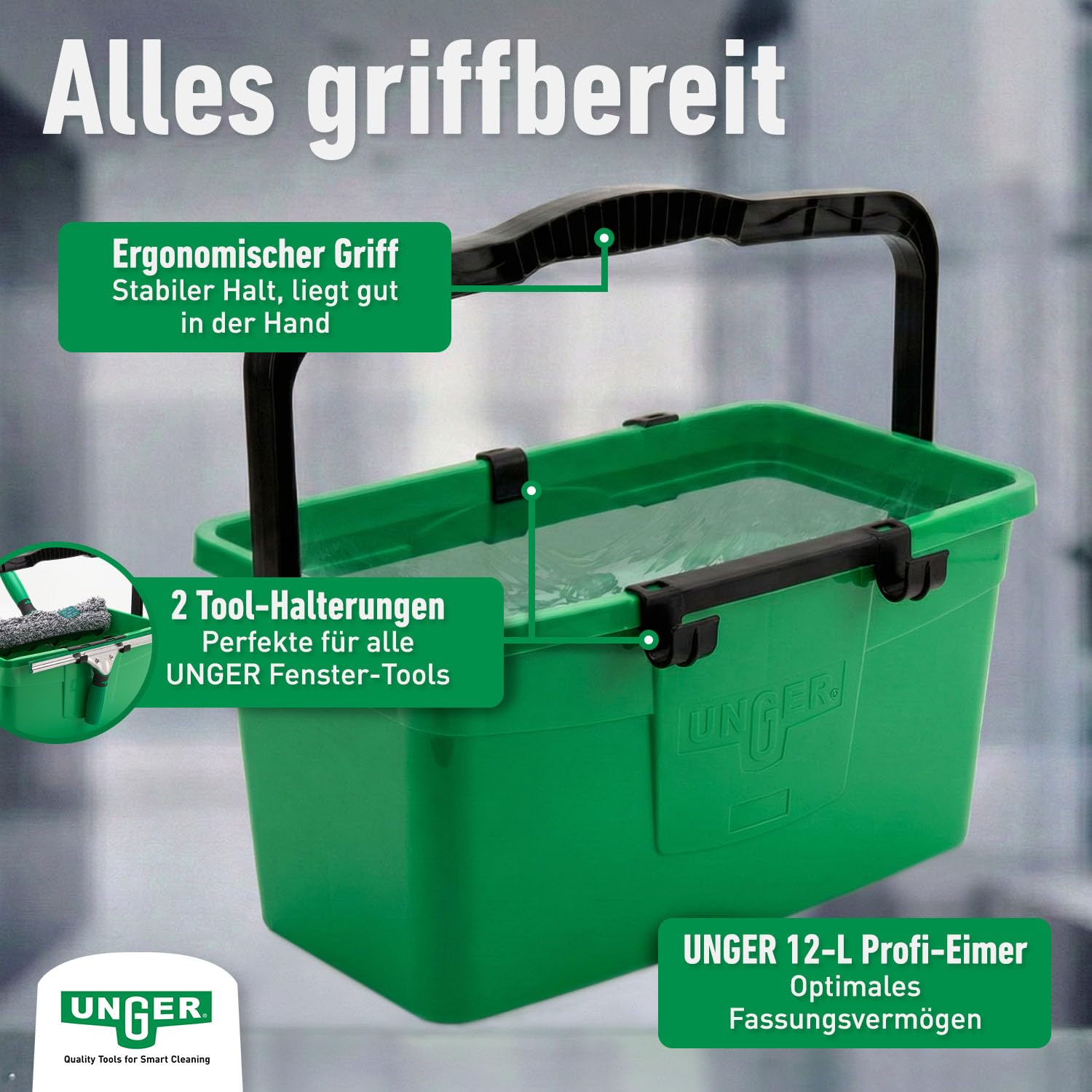 unger-ak015-pro-window-cleaning-kit-with-power-washer-ergotec-squeegee-bucket-an image 7
