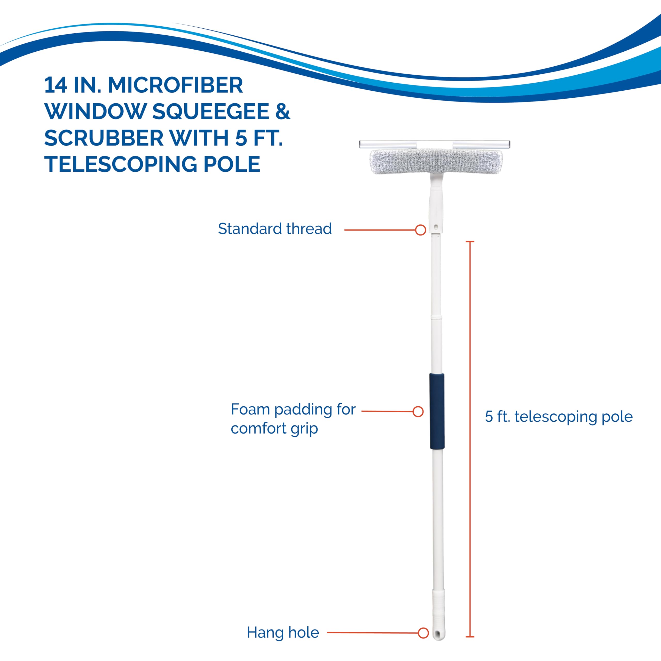 unger-window-washing-kit-3-in-1-scrubber-squeegee-5ft-pole-for-professional-stre image 5
