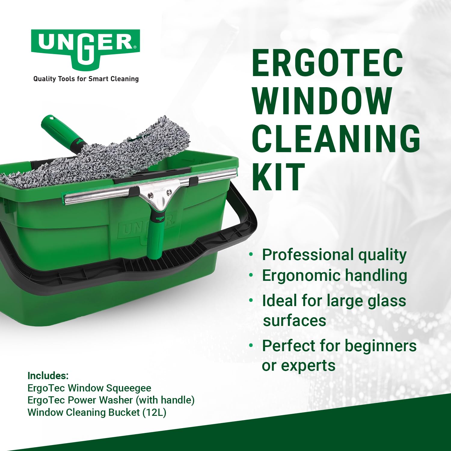 unger-ak013-window-cleaning-kit-3-in-1-starter-set-with-squeegee-washer-and-buck image 2