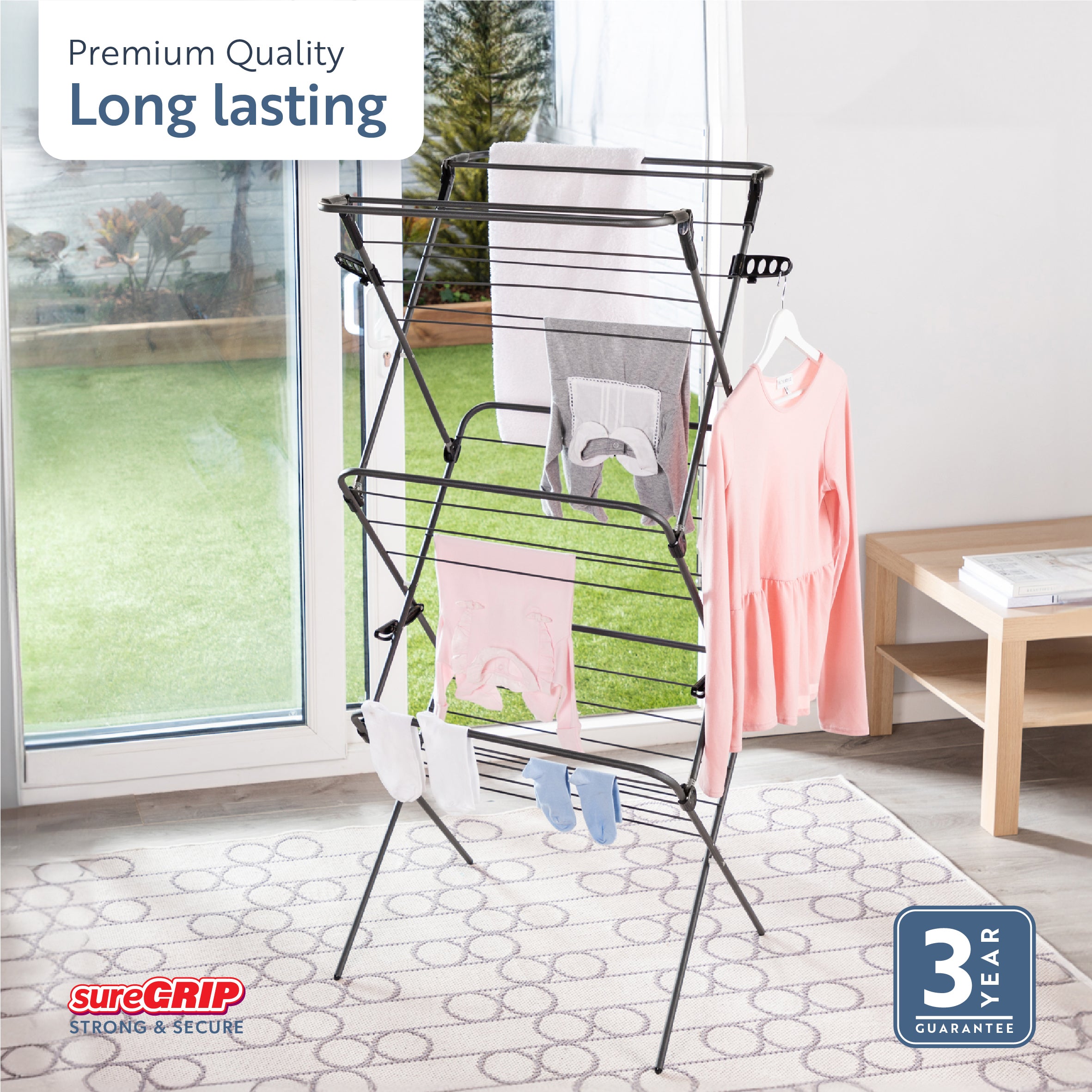 minky-premium-suregrip-long-dry-airer-3-tier-non-slip-rungs image 7