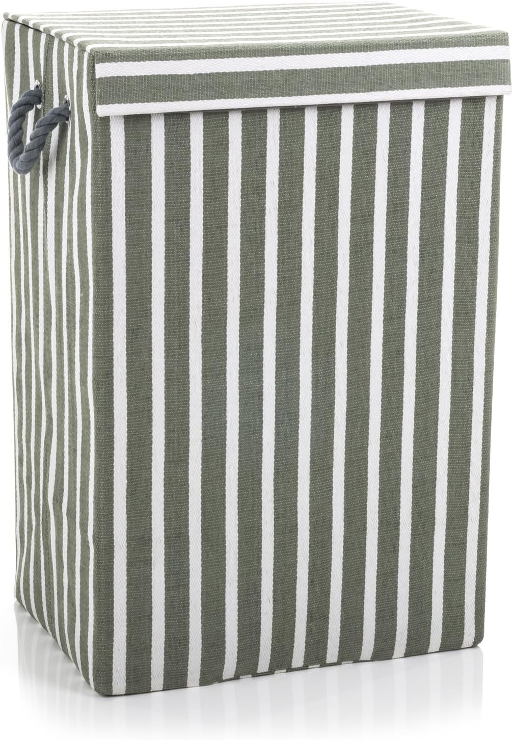 minky-72l-laundry-hamper-basket-green-stripe-40x30x60-cm image 1