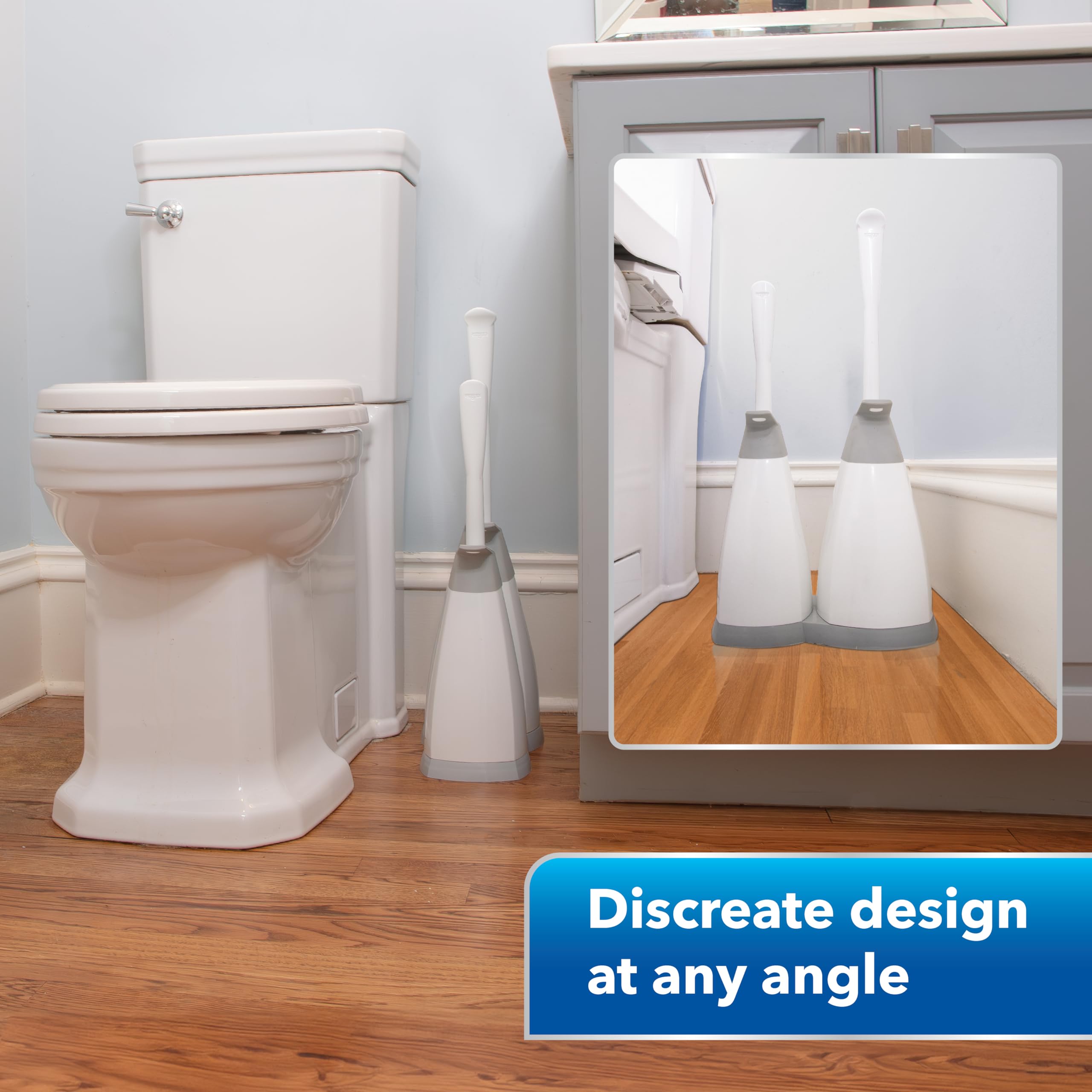 unger-ez-no-drip-combo-toilet-brush-and-plunger-set-with-carrying-caddy image 2