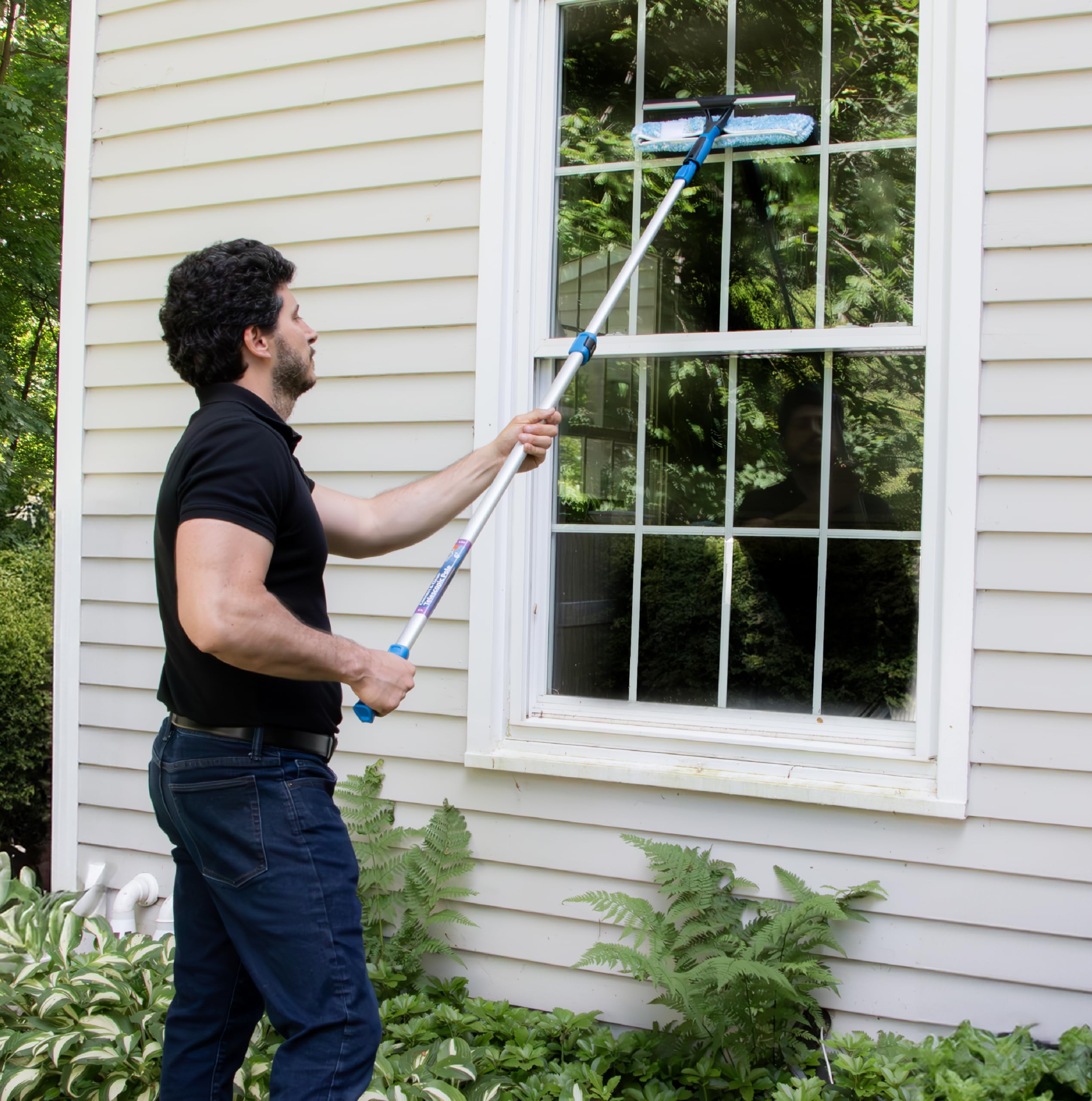 unger-professional-2-in-1-squeegee-scrubber-with-8-connect-clean-pole-14-window- image 2