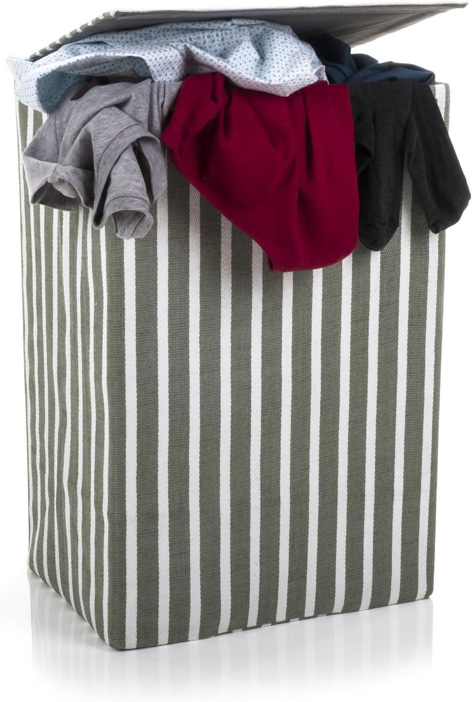 minky-72l-laundry-hamper-basket-green-stripe-40x30x60-cm image 2