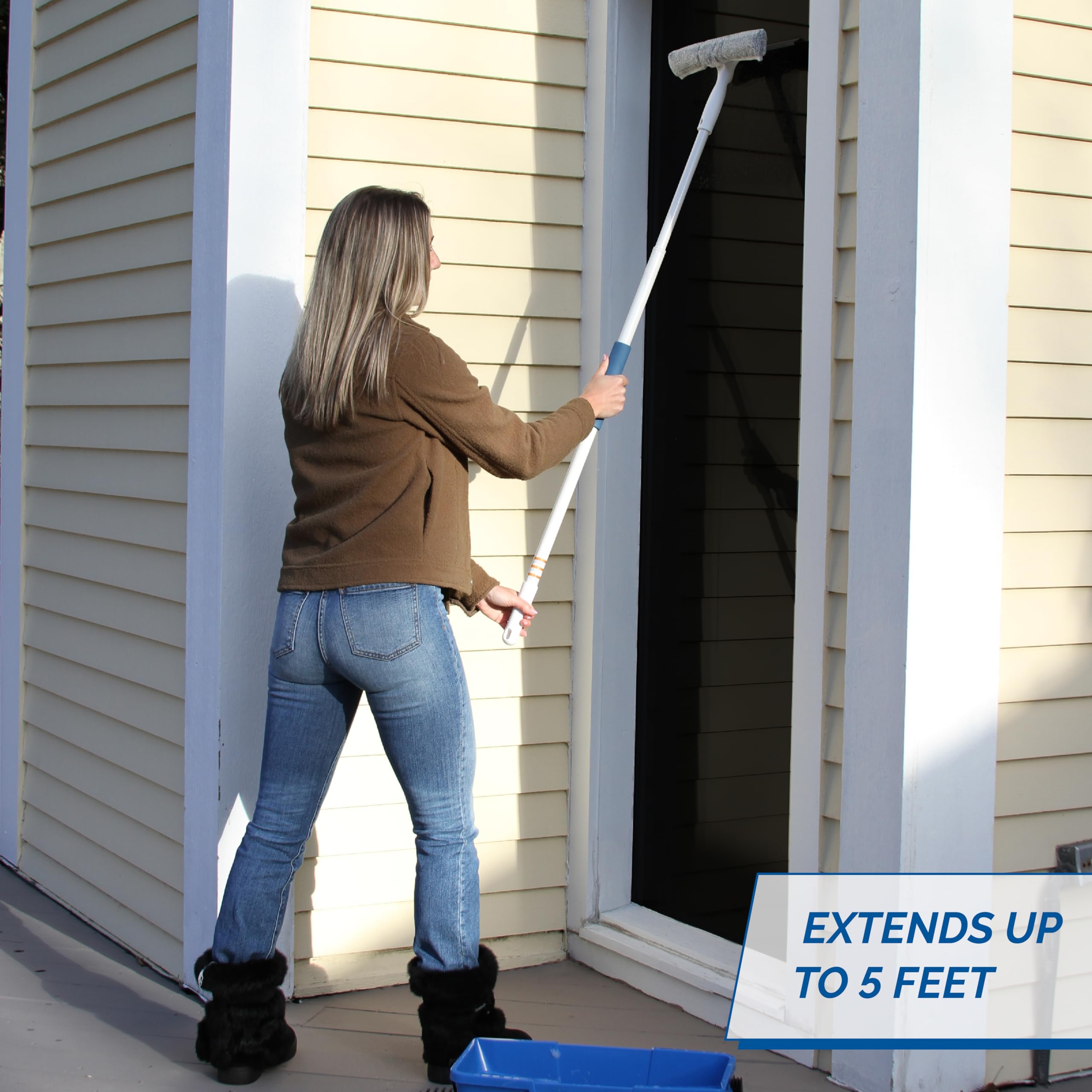 unger-window-washing-kit-3-in-1-scrubber-squeegee-5ft-pole-for-professional-stre image 7