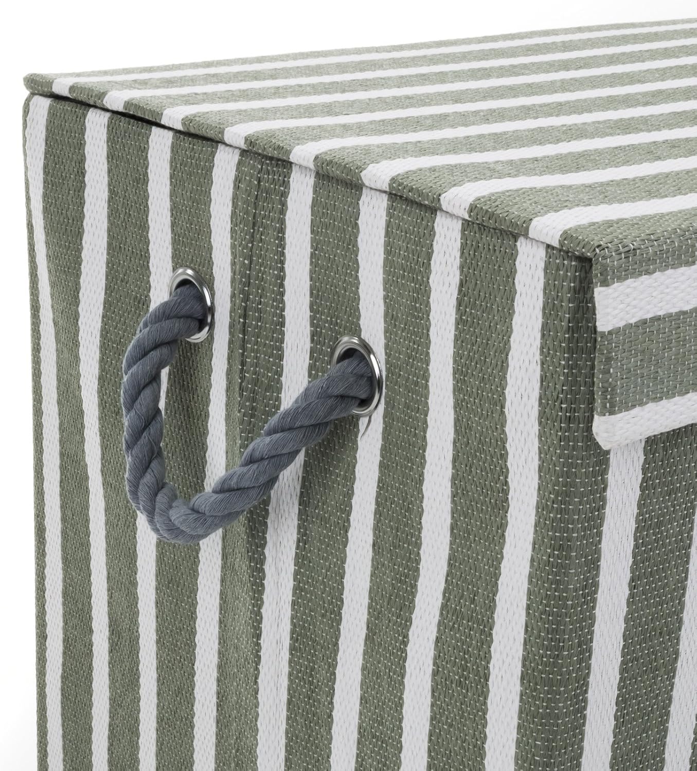 minky-72l-laundry-hamper-basket-green-stripe-40x30x60-cm image 4
