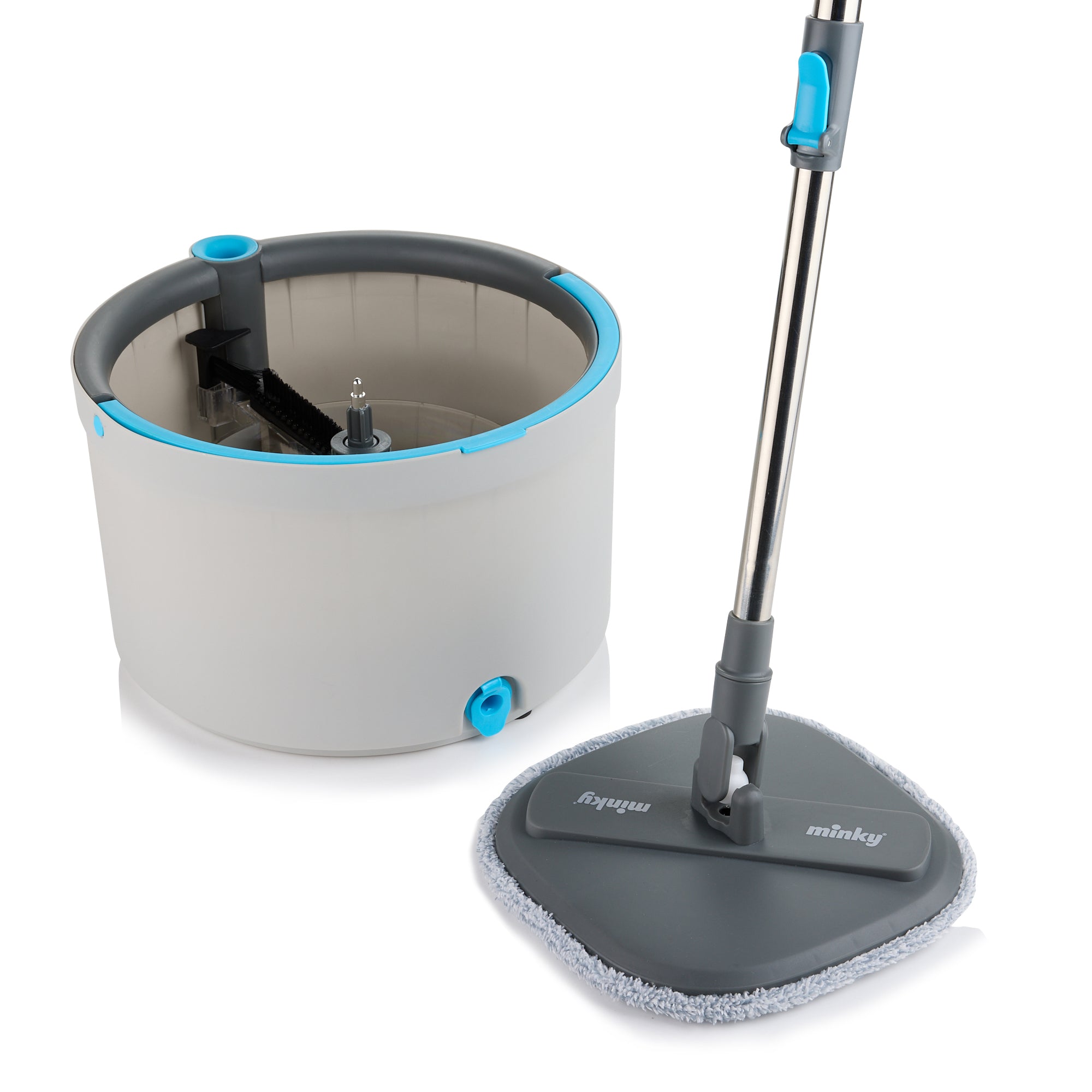 minky-opti-clean-spin-mop-with-dual-cavity-bucket-360-spin-rinse-wring-system image 2