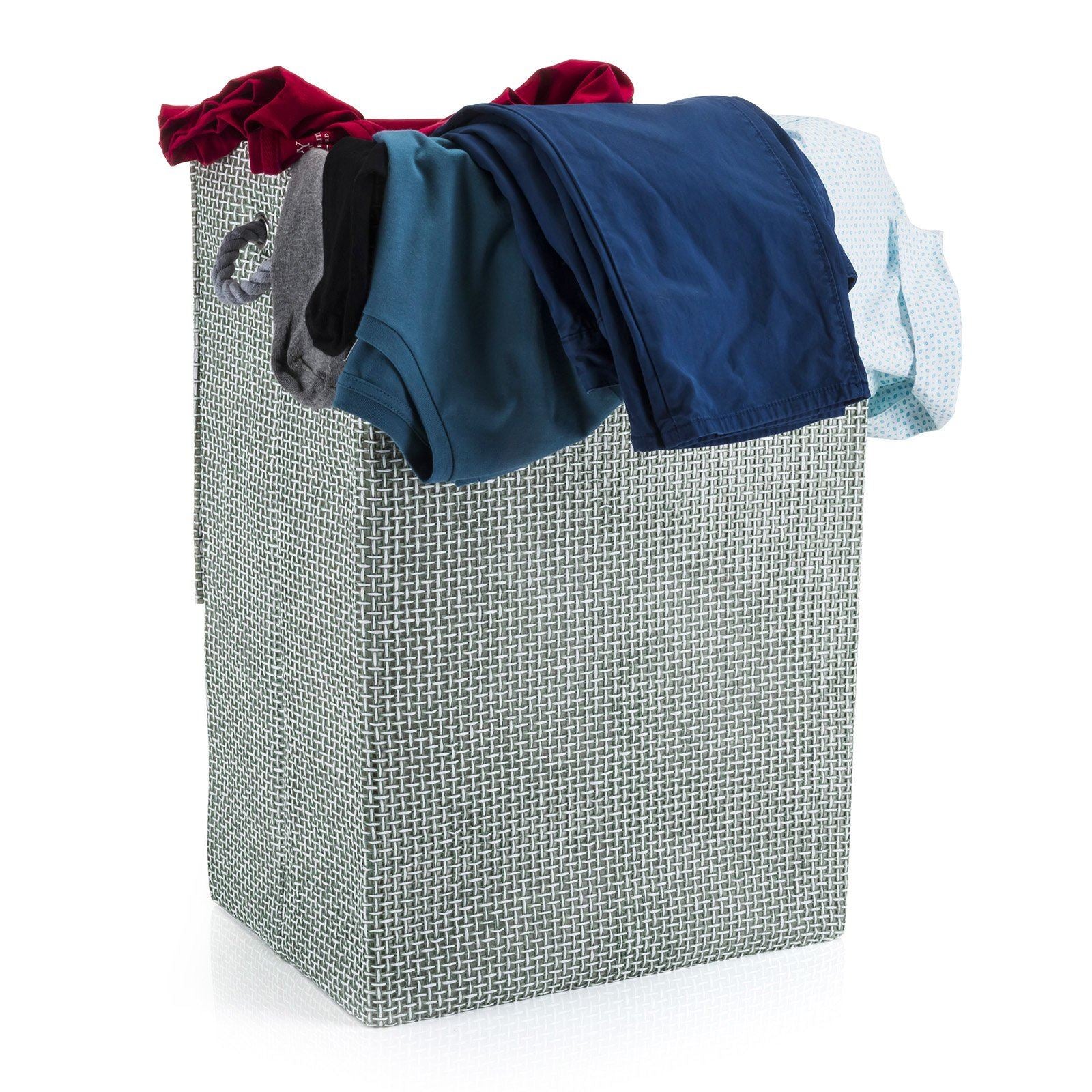 minky-72l-laundry-hamper-basket-grey-check-fabric-collapsible-40x30x60cm image 4