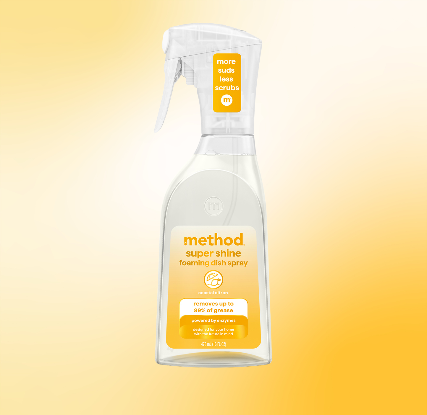 method-super-shine-foaming-dish-spray-coastal-citron-16-fl-oz-enzyme-powered image 2