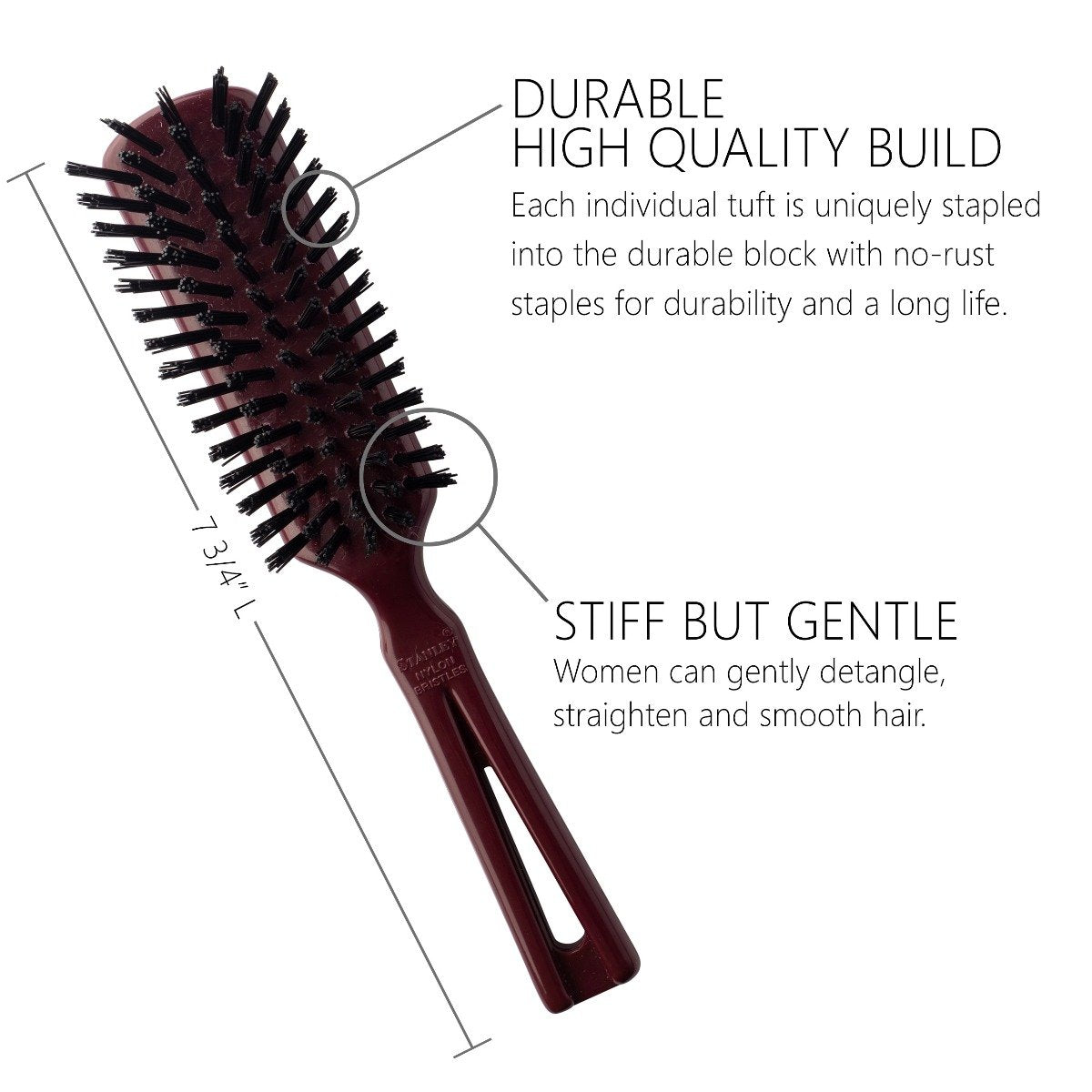 fuller-brush-commander-nylon-hairbrush-for-wet-or-dry-hair-mulberry-8-5-inch image 2