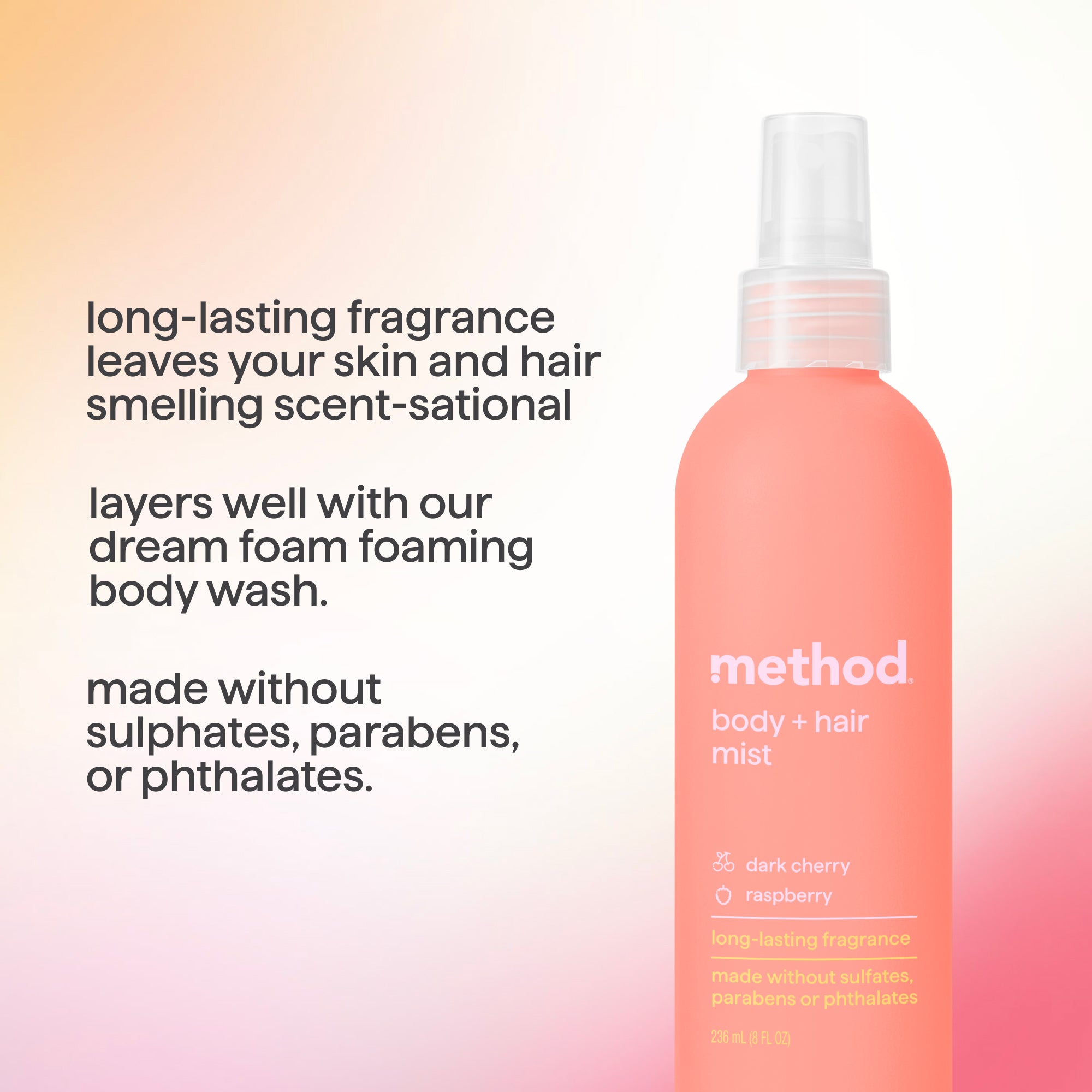 method-body-hair-mist-dark-cherry-raspberry-8-fl-oz-long-lasting-fragrance-cruel image 4