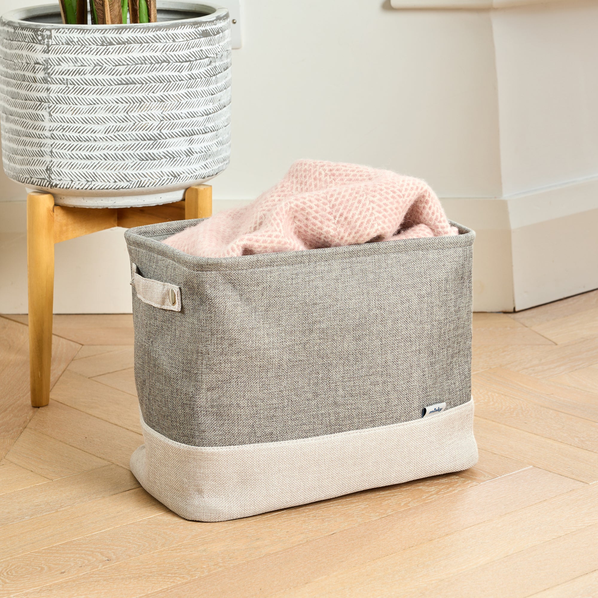minky-small-fabric-laundry-basket-27l-collapsible-storage-bin-with-handles image 2
