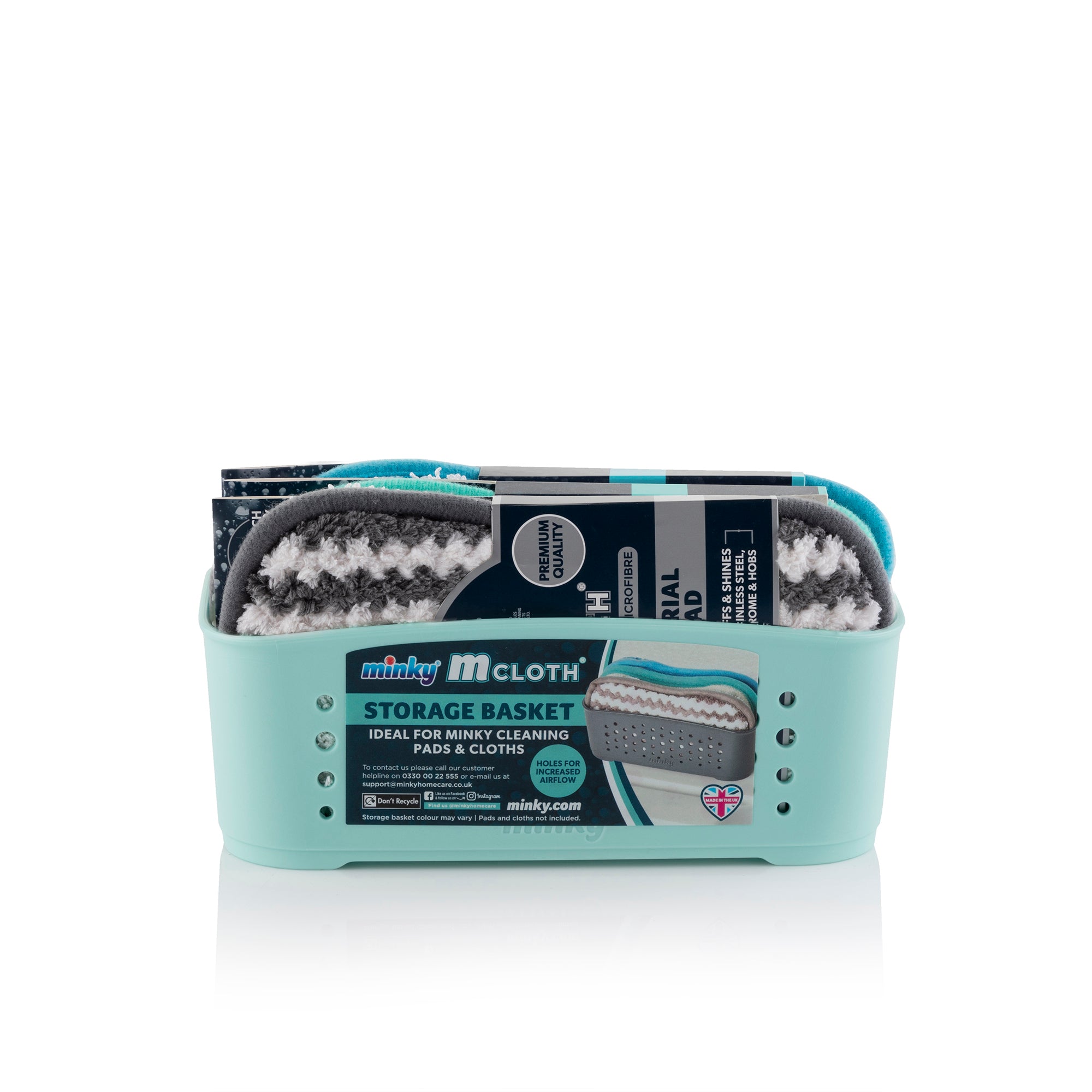 minky-mcloth-storage-basket-bundle-with-3-anti-bacterial-pads-kitchen-bathroom-o image 5