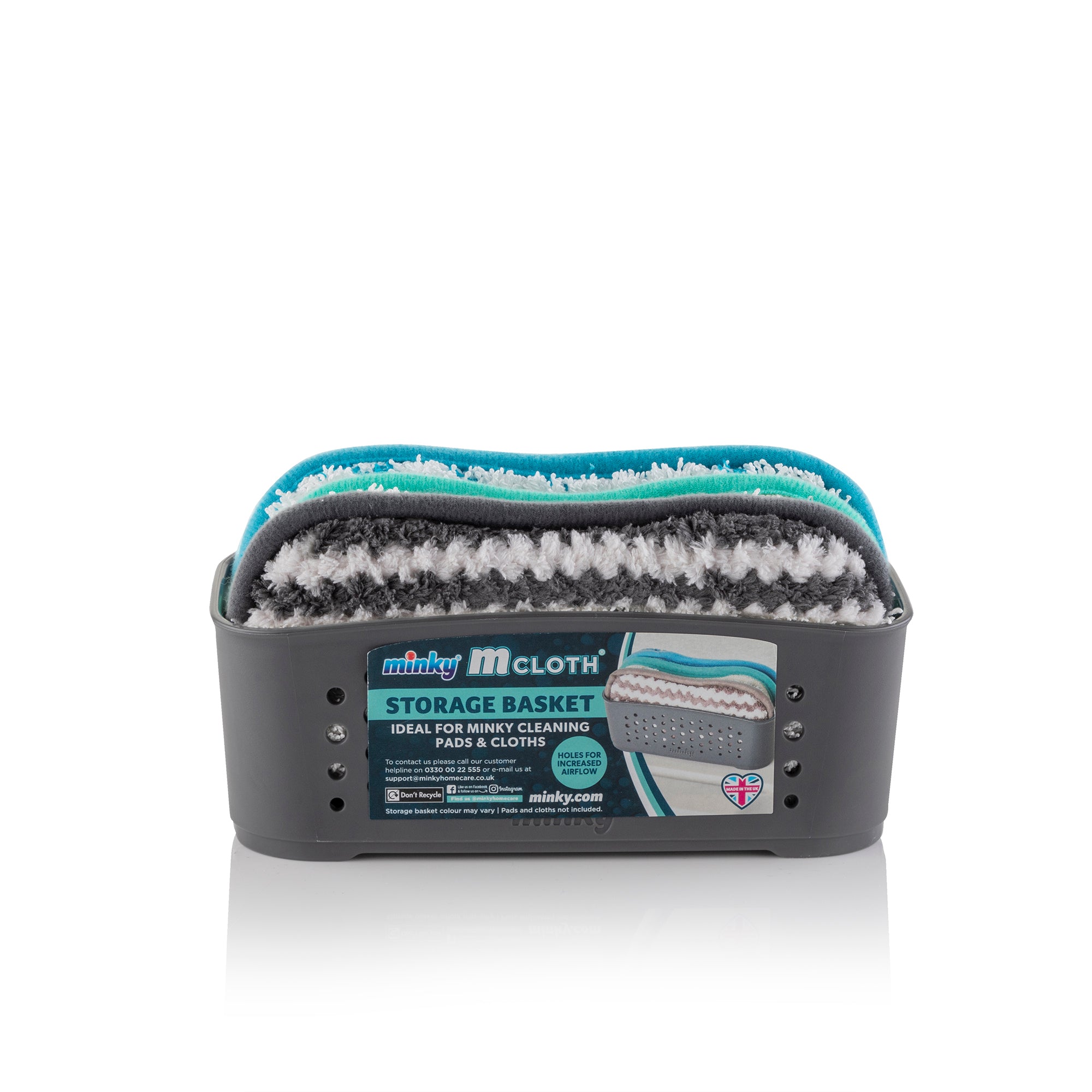 minky-mcloth-storage-basket-bundle-with-3-anti-bacterial-pads-kitchen-bathroom-o image 3