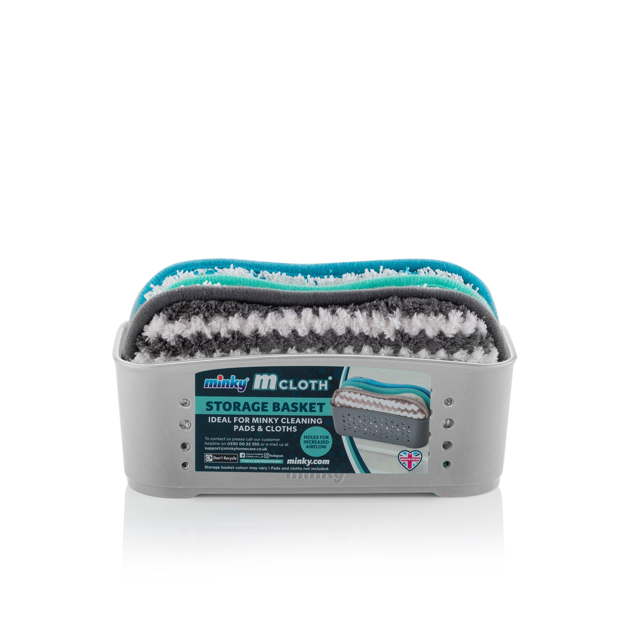 minky-mcloth-storage-basket-bundle-with-3-anti-bacterial-pads-kitchen-bathroom-o image 4