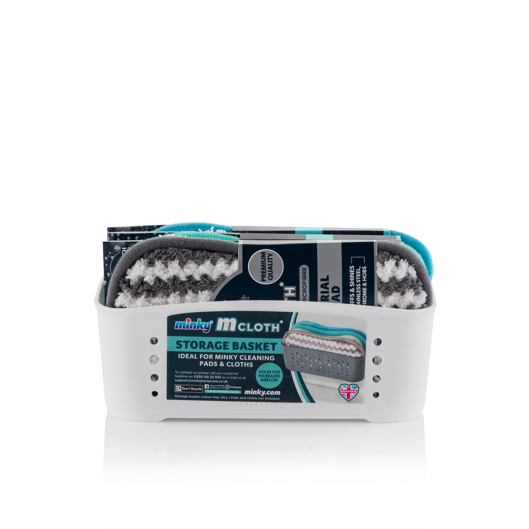 minky-mcloth-storage-basket-bundle-with-3-anti-bacterial-pads-kitchen-bathroom-o image 6