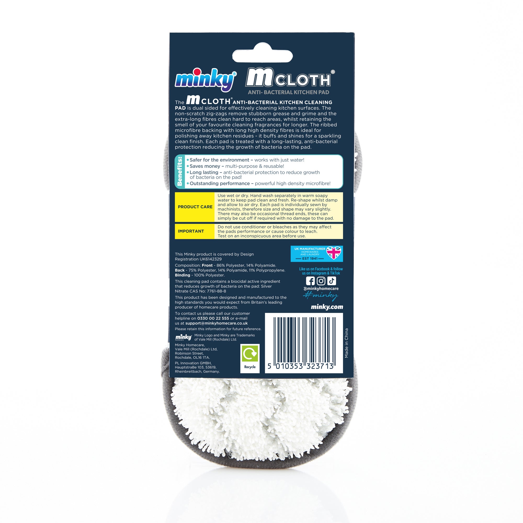 minky-mcloth-anti-bacterial-kitchen-pad-dual-sided-microfibre-cleaning-pad image 4
