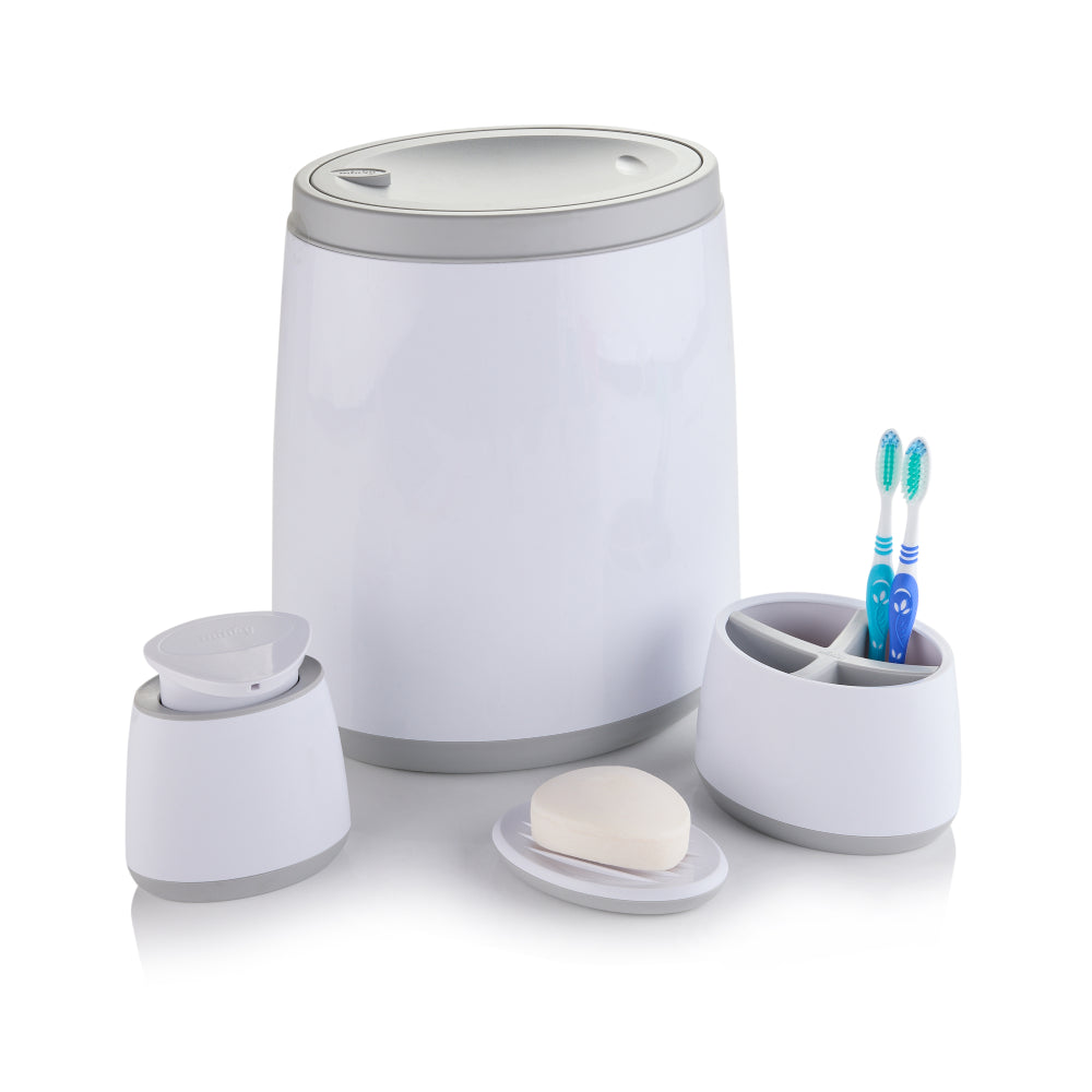 minky-bathroom-bin-bundle-with-swing-lid-8l-bin-caddy-soap-dish-dispenser image 1