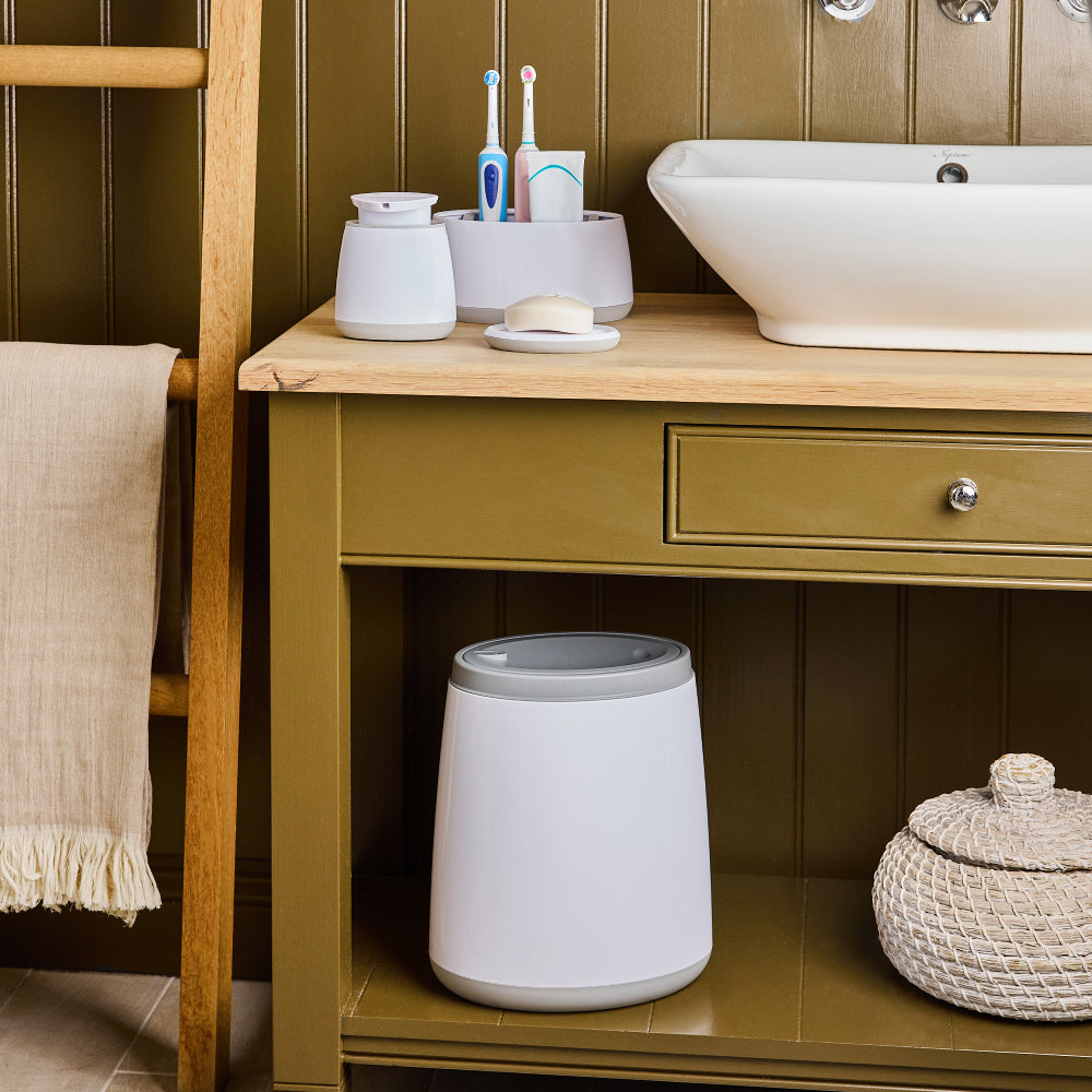 minky-bathroom-bin-bundle-with-swing-lid-8l-bin-caddy-soap-dish-dispenser image 3