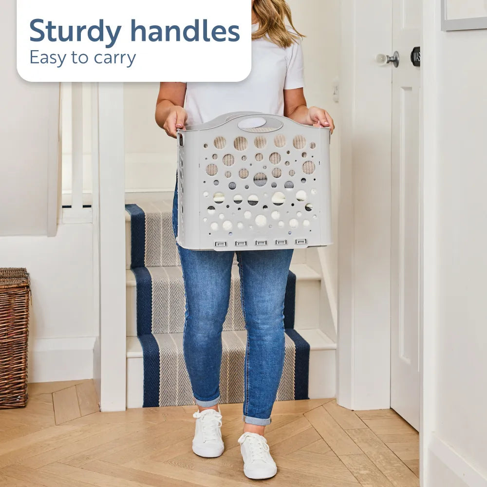 minky-flat-store-laundry-basket-34-litres-space-saving-folding-basket image 2