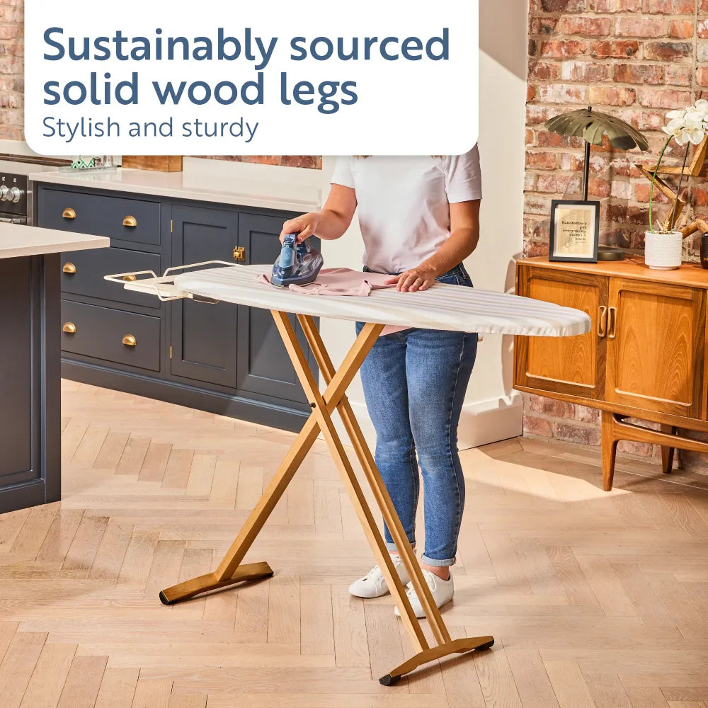 minky-heritage-ironing-board-130-x-47cm-wooden-extra-wide-with-cover image 4