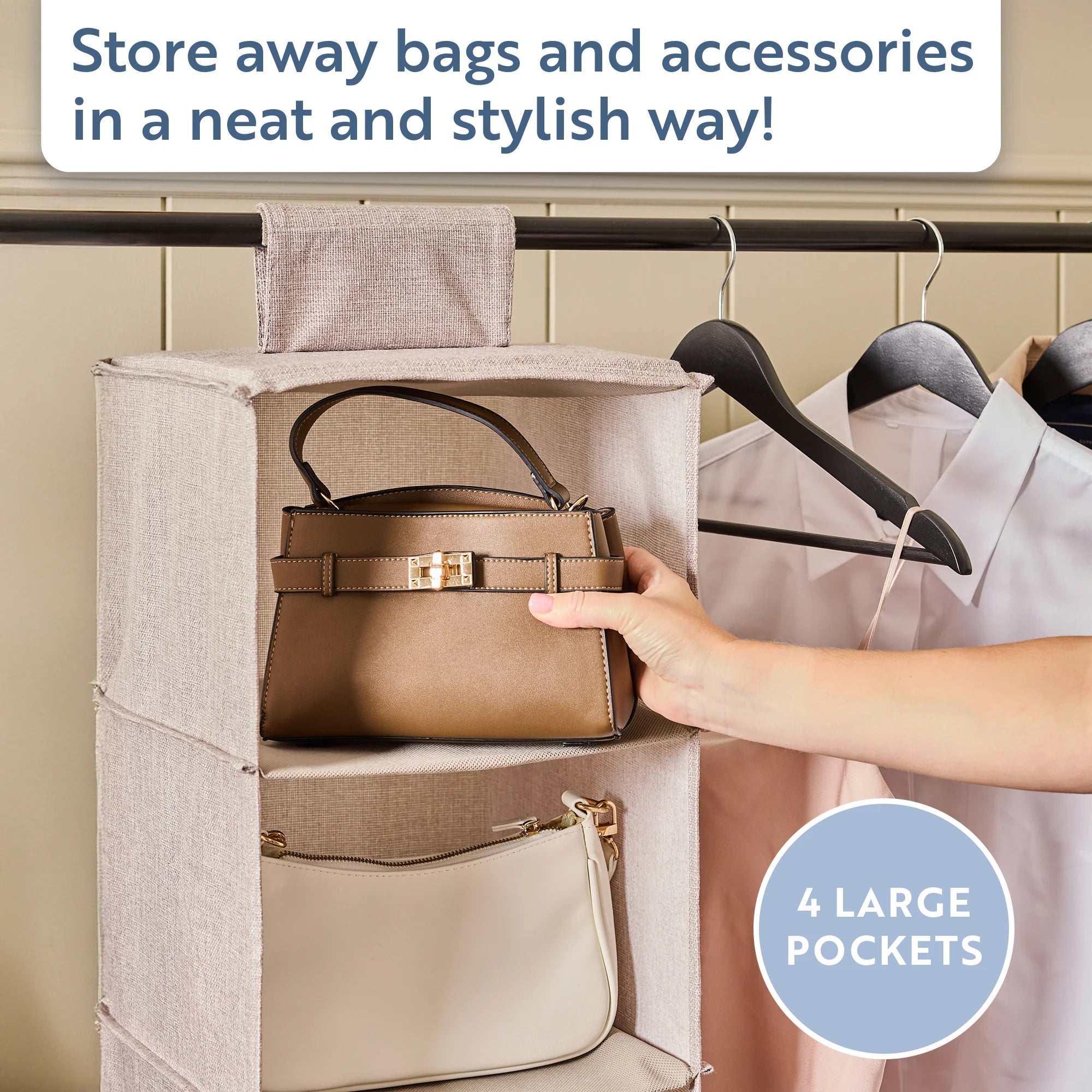 minky-large-hanging-organiser-4-pocket-wardrobe-storage-for-clothes-bags-accesso image 3