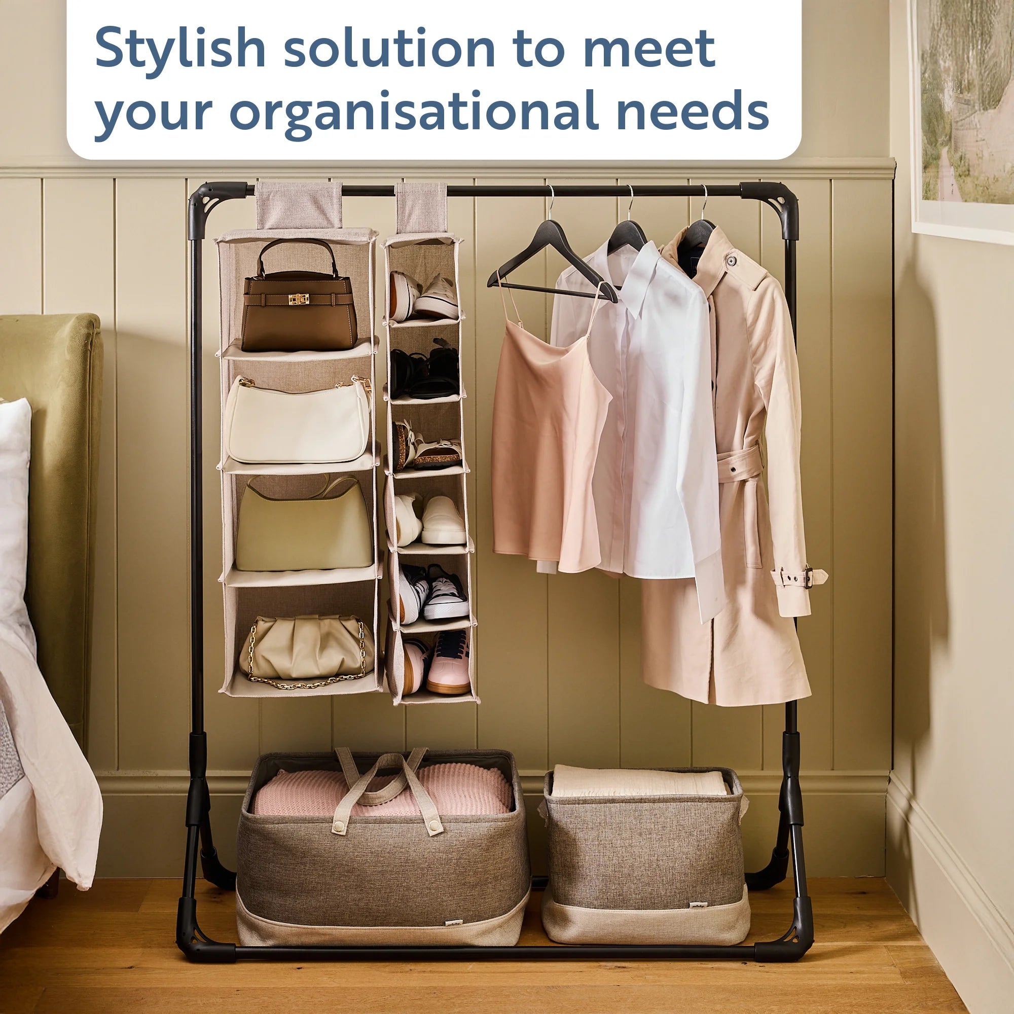 minky-narrow-hanging-organiser-6-pocket-wardrobe-accessory-with-velcro-fastening image 2