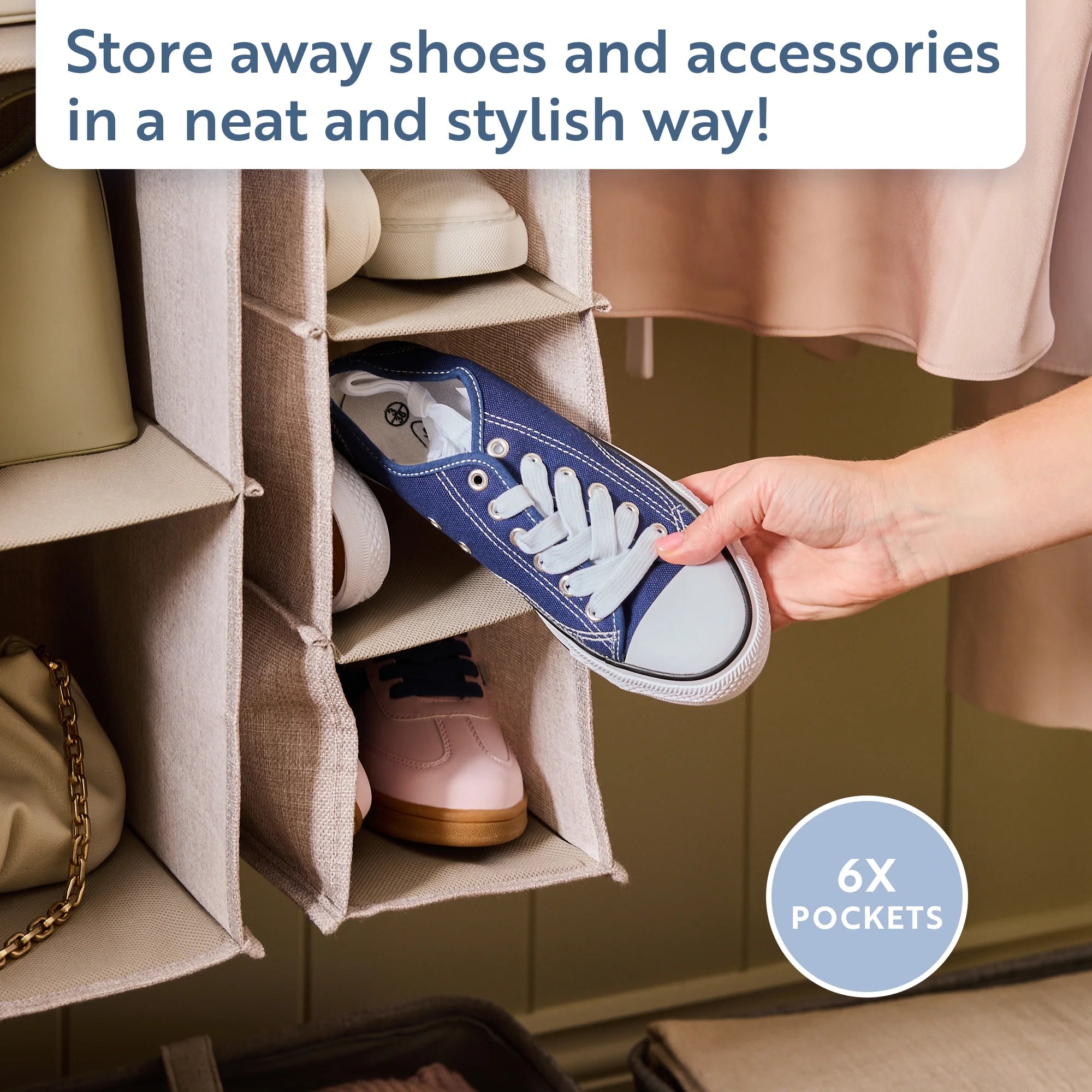 minky-narrow-hanging-organiser-6-pocket-wardrobe-accessory-with-velcro-fastening image 4
