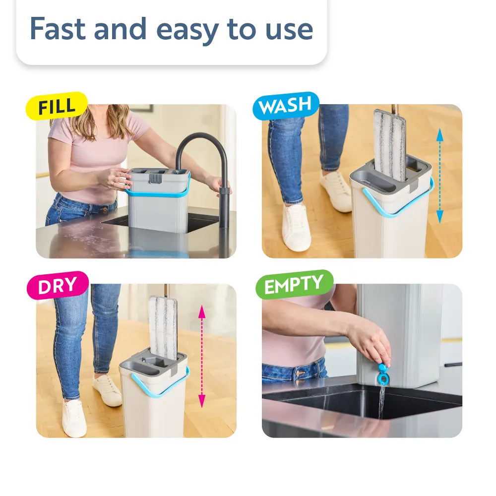 minky-opti-clean-flat-mop-with-bucket-clean-water-system-microfibre-head image 3