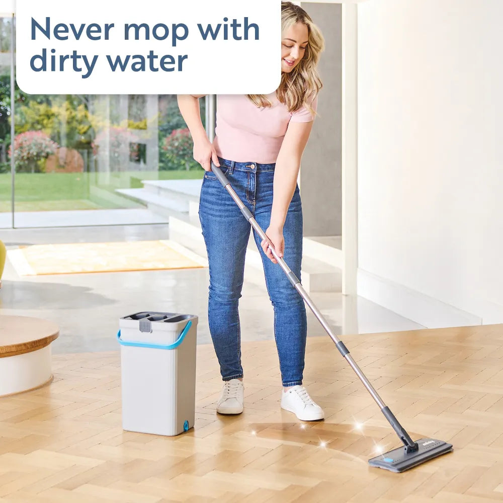 minky-opti-clean-flat-mop-with-bucket-clean-water-system-microfibre-head image 2