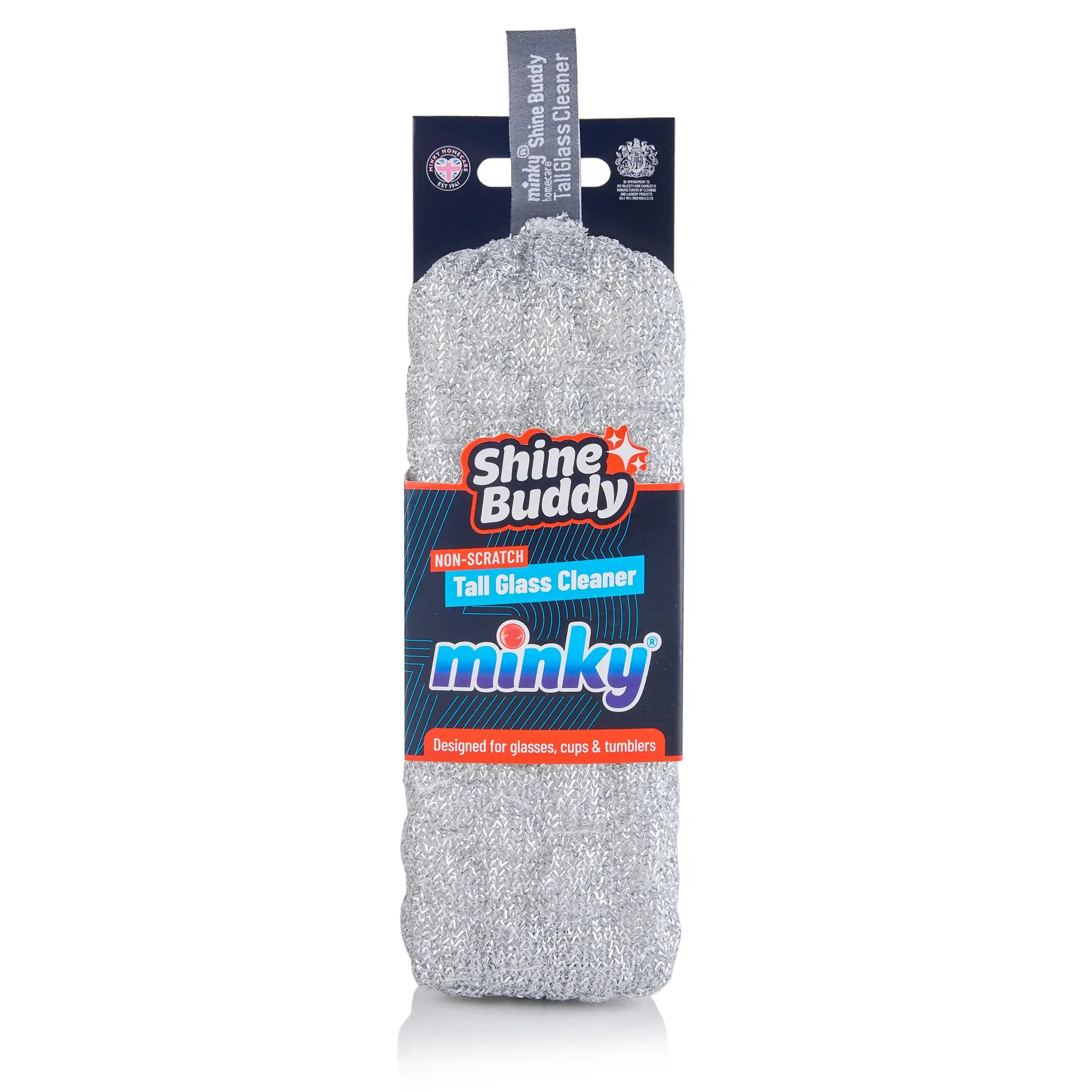 minky-shine-buddy-tall-glass-cleaner-textured-non-scratch-scourer-for-tall-drink image 1