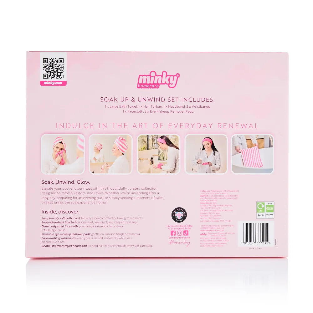 minky-soak-up-unwind-pamper-box-bath-towel-hair-turban-set image 2