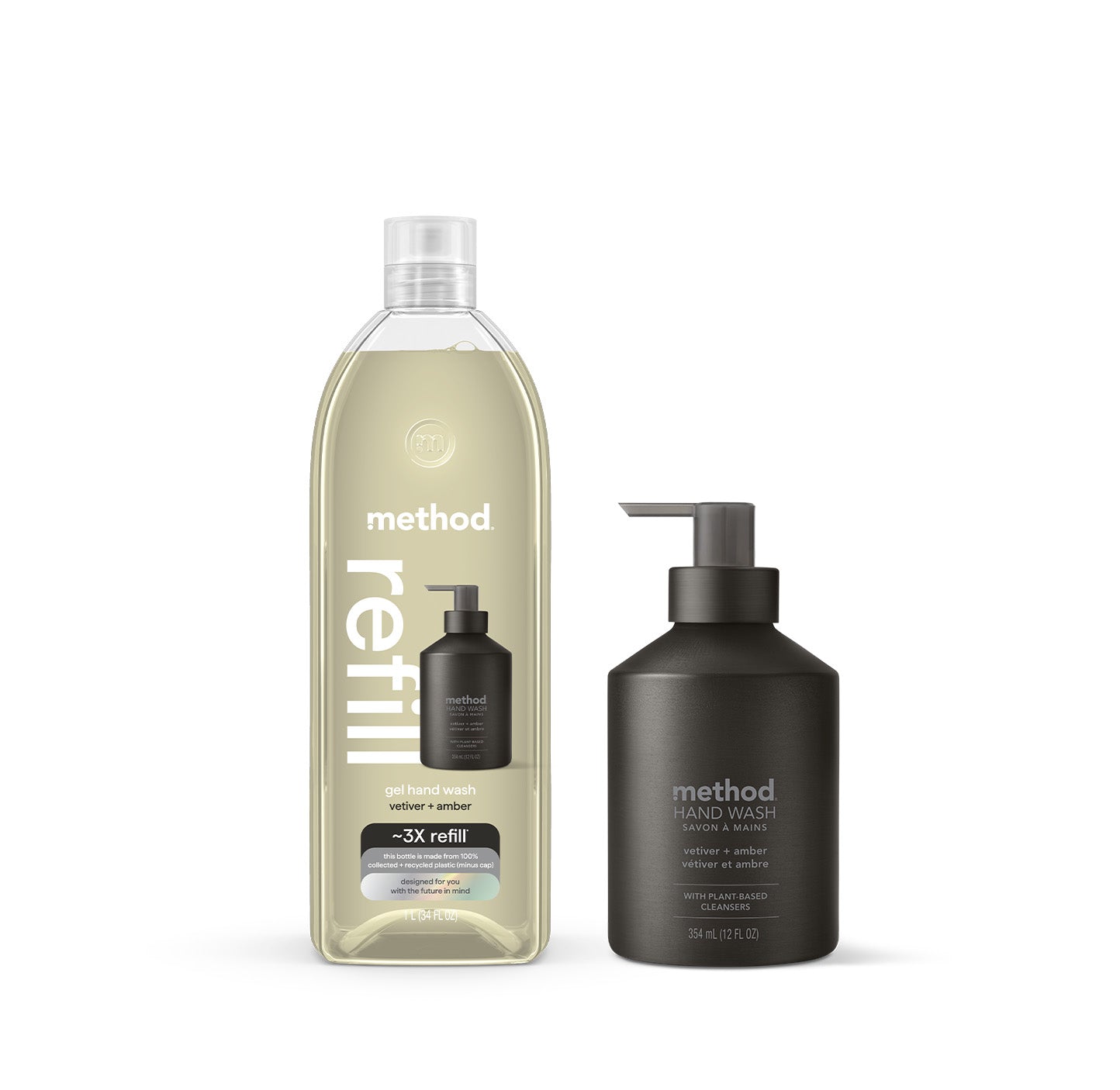 method-gel-hand-wash-starter-set-vetiver-amber-46-fl-oz-2-x-23-oz image 1