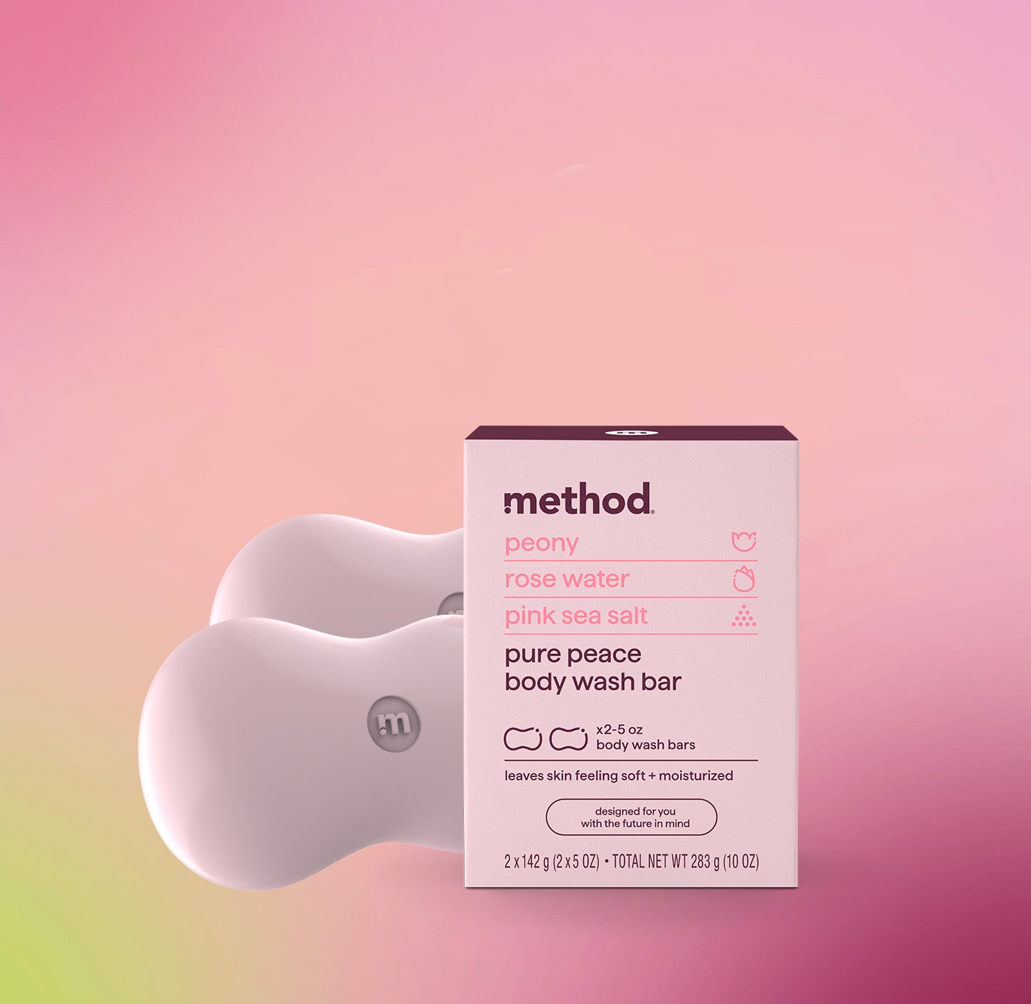 method-bar-soap-pure-peace-2-bars-5-oz-each-rose-water-peonies-sea-salt image 2