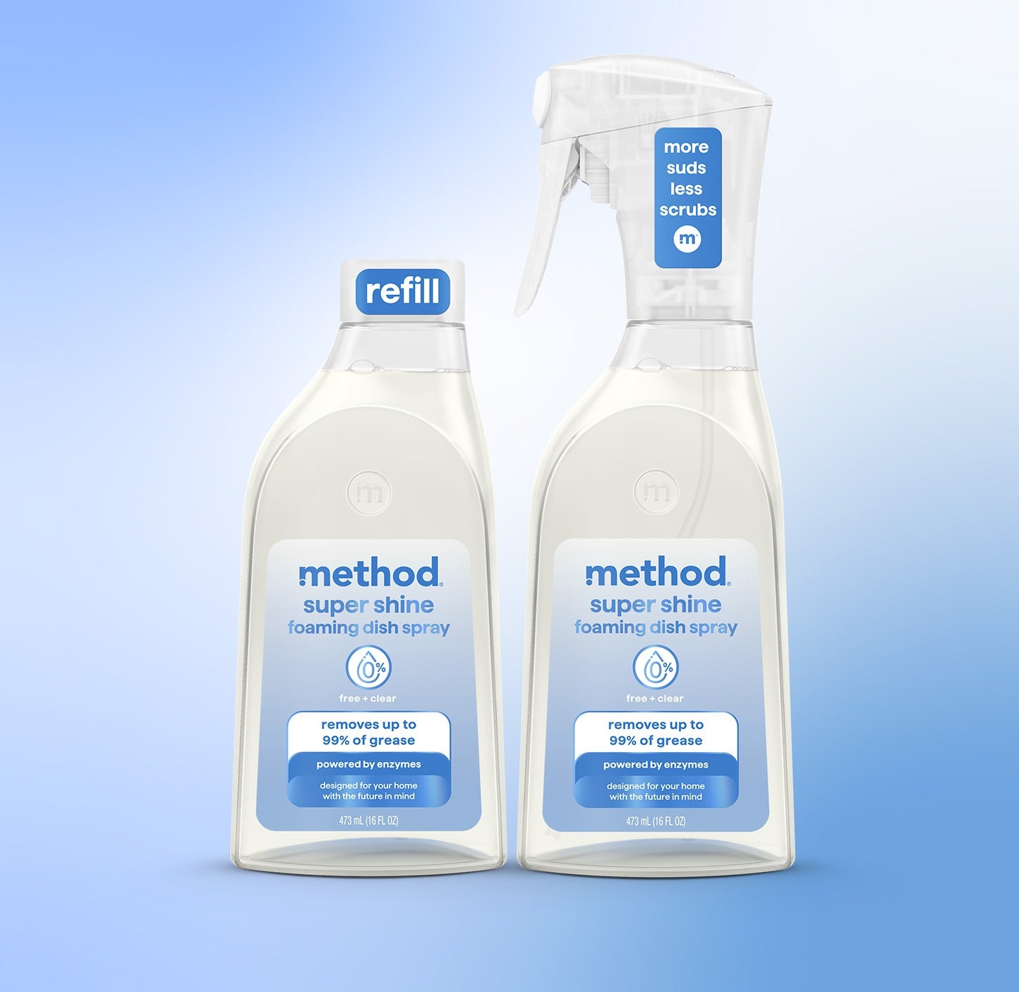method-super-shine-foaming-dish-spray-starter-set-free-clear-32-fl-oz-16-oz-bott image 2