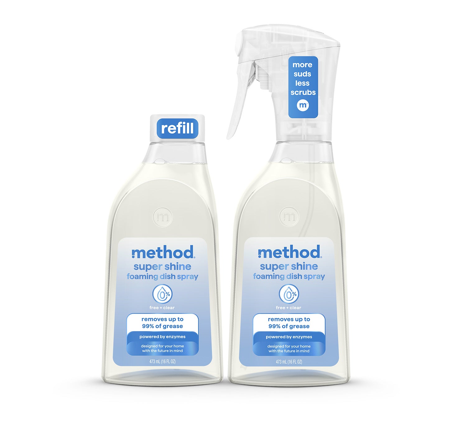 method-super-shine-foaming-dish-spray-starter-set-free-clear-32-fl-oz-16-oz-bott image 1