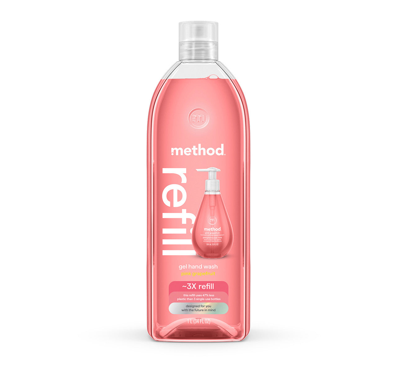 method-gel-hand-wash-refill-pink-grapefruit-34-fl-oz-fills-2-8-bottles image 1