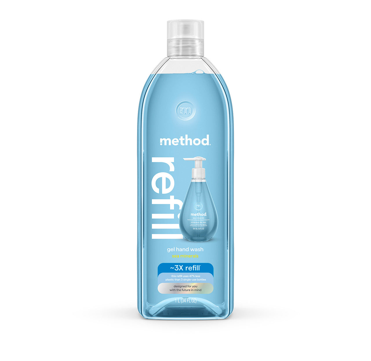 method-gel-hand-wash-refill-sea-minerals-34-fl-oz-28-oz-2-8x-refills image 1