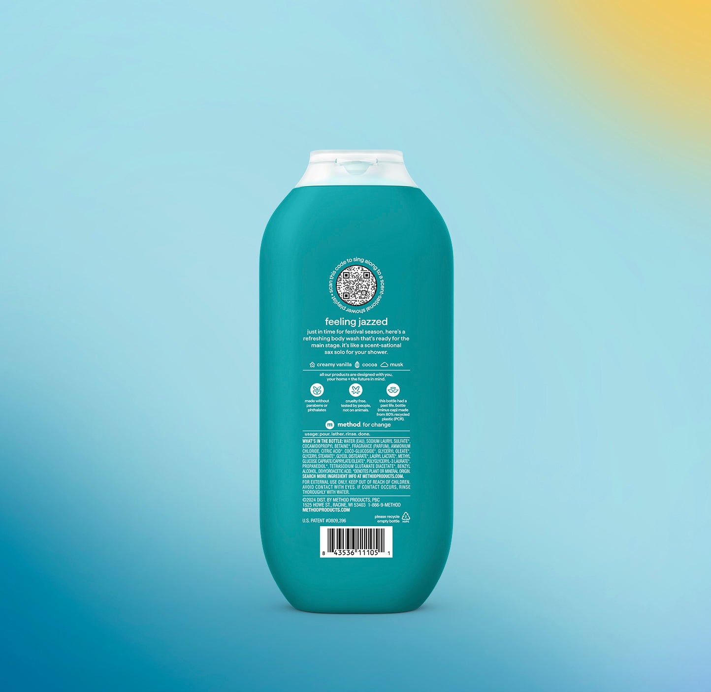 method-body-wash-feeling-jazzed-18-fl-oz-creamy-vanilla-cocoa-musk-scent-moistur image 3