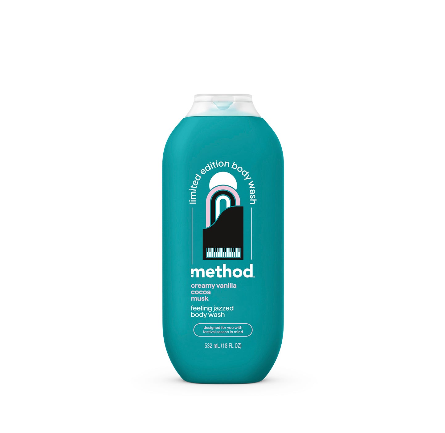 method-body-wash-feeling-jazzed-18-fl-oz-creamy-vanilla-cocoa-musk-scent-moistur image 1
