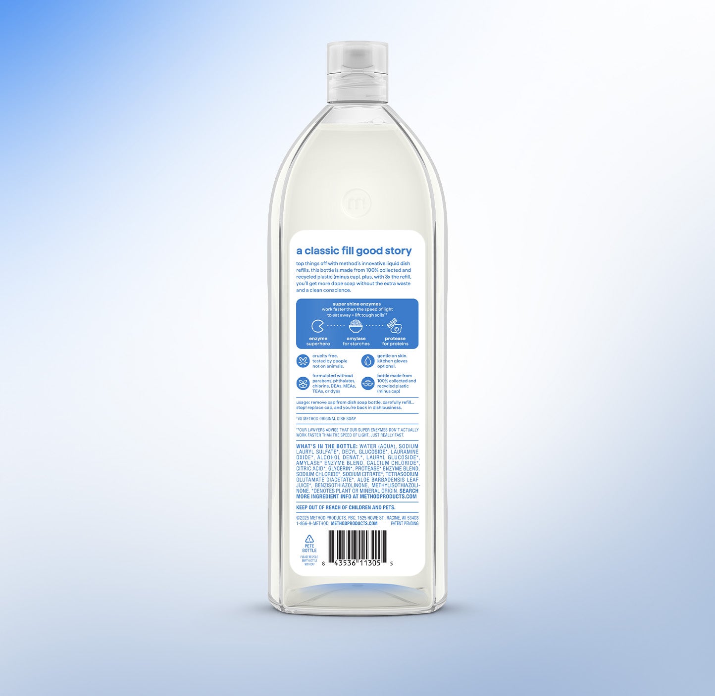method-super-shine-liquid-dish-soap-refill-free-clear-48-fl-oz-enzyme-powered-fr image 3