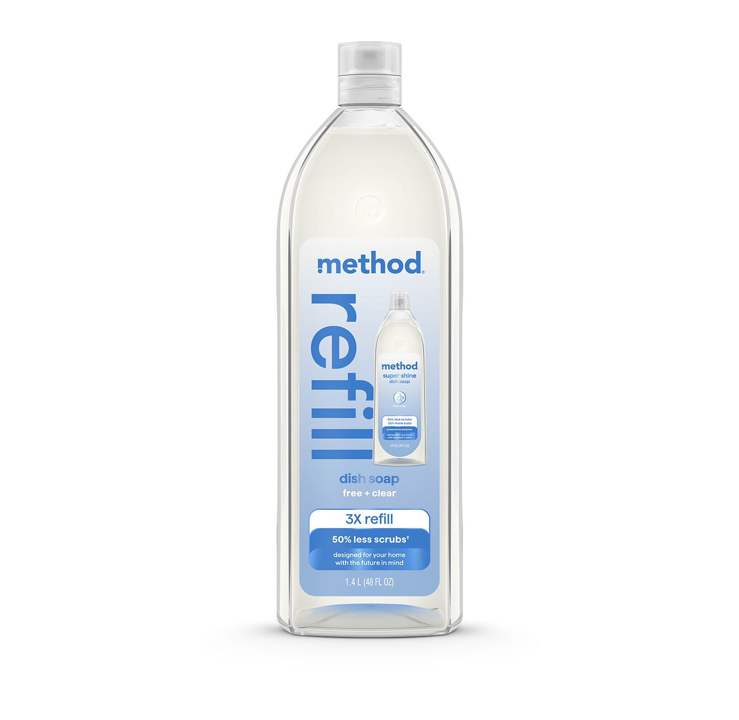 method-super-shine-liquid-dish-soap-refill-free-clear-48-fl-oz-enzyme-powered-fr image 1