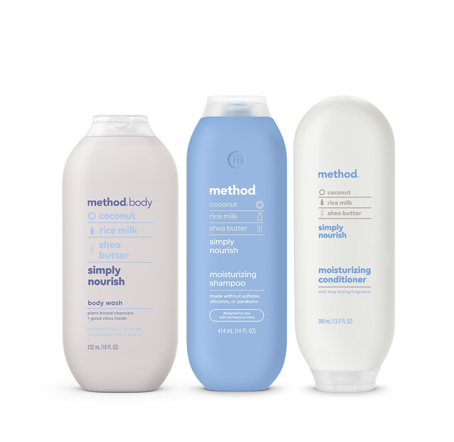 method-simply-nourish-shower-trio-45-5-oz-body-wash-shampoo-conditioner image 1