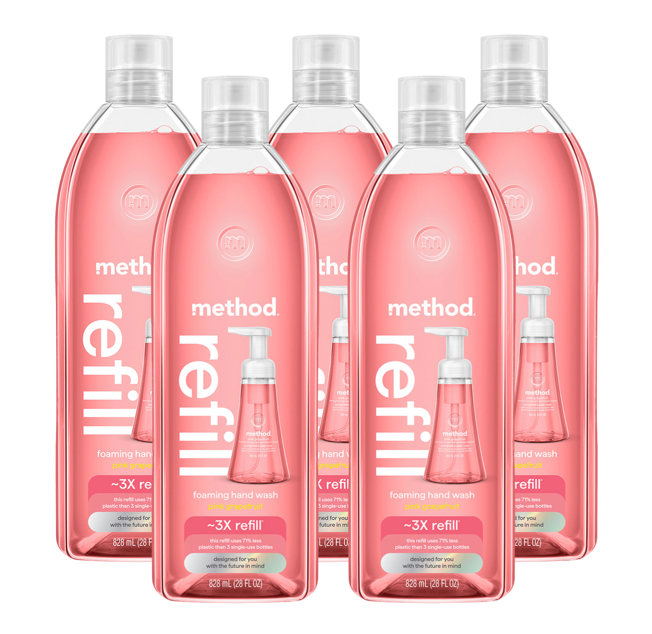 method-pink-grapefruit-foaming-hand-wash-refill-5-count-bundle-140-fl-oz image 1
