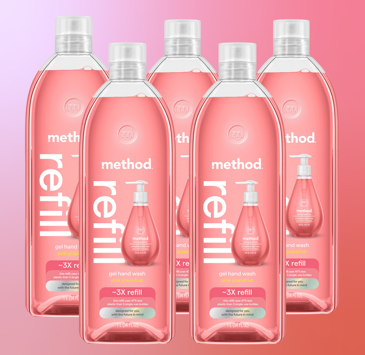 method-pink-grapefruit-gel-hand-wash-refill-5-count-bundle-170-fl-oz image 2