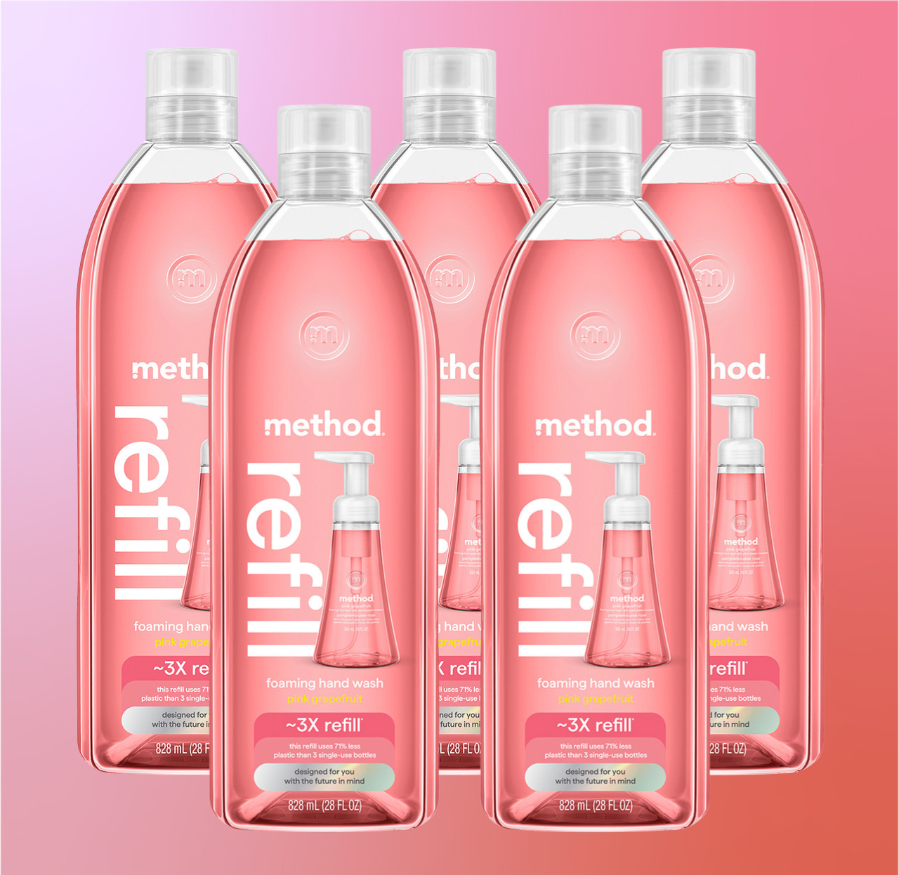 method-pink-grapefruit-foaming-hand-wash-refill-5-count-bundle-140-fl-oz image 2